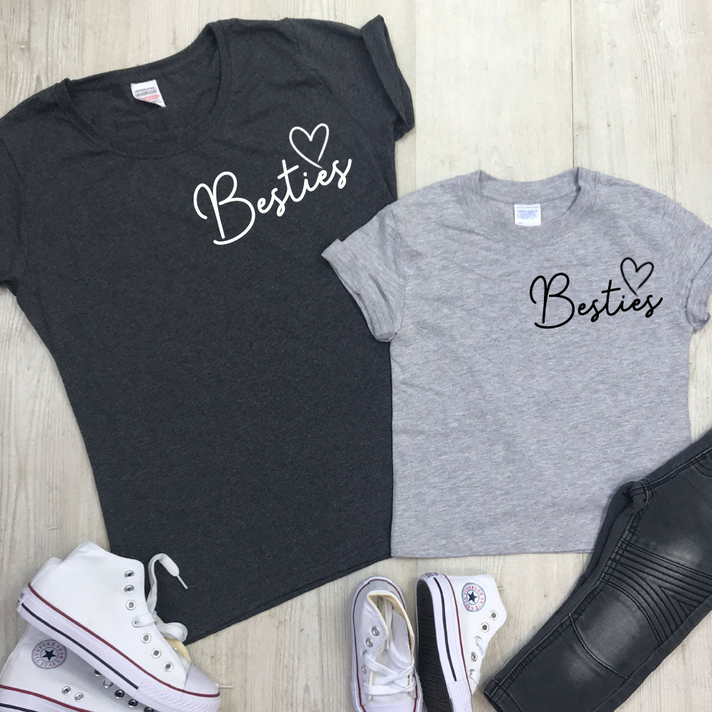 Besties Mini Logo Mum & Kid Matching Tees - Cute Mother Daughter Matching Outfits for Family Photos, Holidays & Special Occasions | MRK X