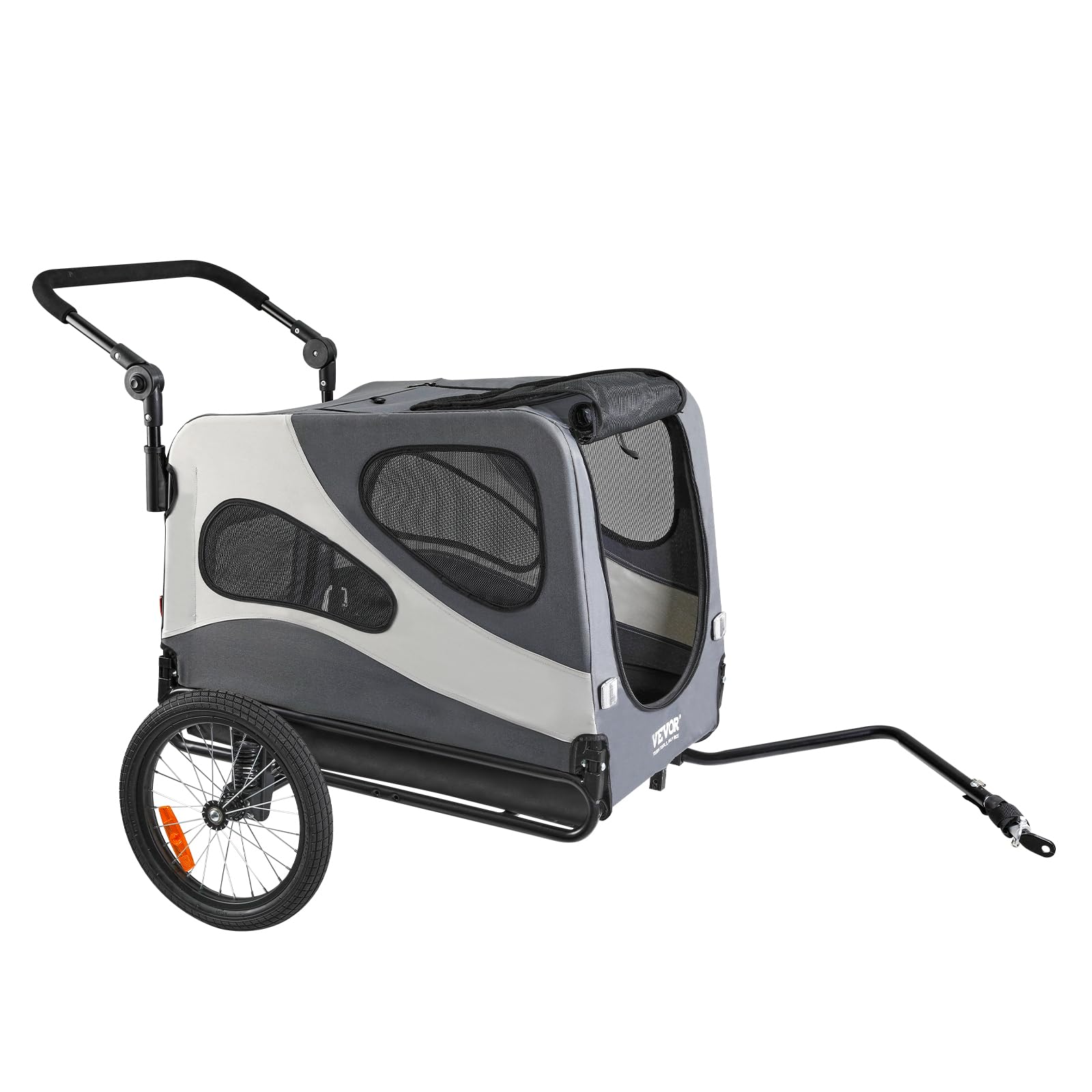 VEVOR 2-in-1 Dog Bike Trailer & Pet Stroller - Heavy Duty 100 lbs Capacity, Foldable Design with Quick Release Wheels - Universal Bicycle Coupler, Safety Reflectors & Flag - Perfect for Cycling, Jogging and Outdoor Adventures with Your Pet