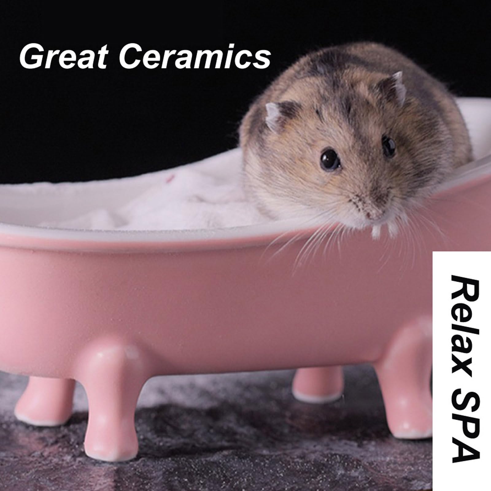 Ceramic Small Animal Bathing Sand Tub - Hamster Sand Bath, Bird Bathroom & Cage Accessories for Guinea Pigs, Squirrels, Chinchillas | Relaxing Habitat House, Sleeping Pad & Food Bowl - Perfect for Cage Enrichment & Small Pet Grooming