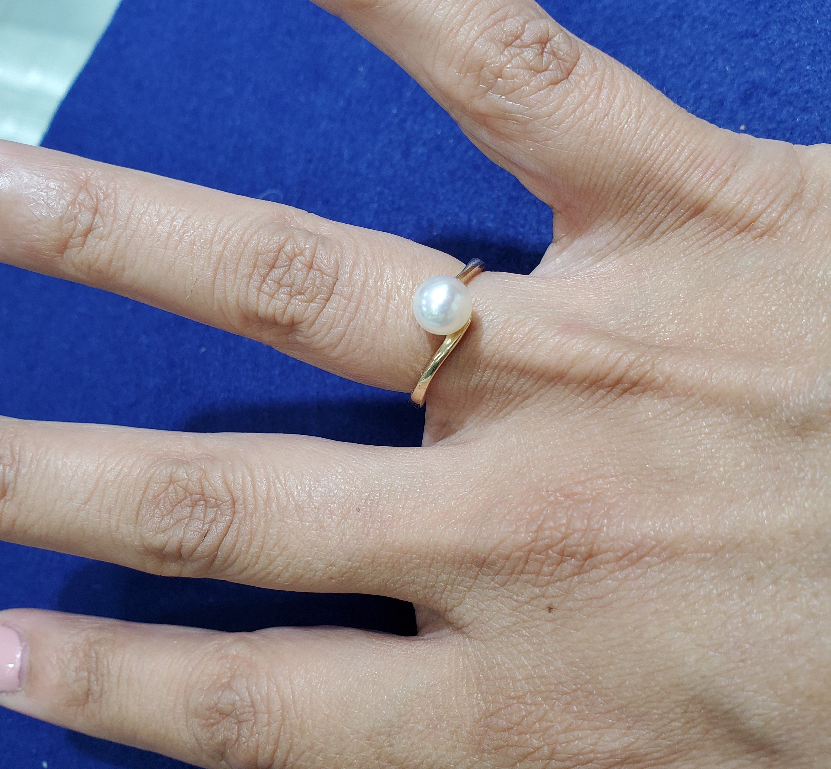 14K Yellow Gold Solitaire Cultured Pearl Ring for Women - Elegant Jewelry Gift for Brides, Anniversaries & Special Occasions