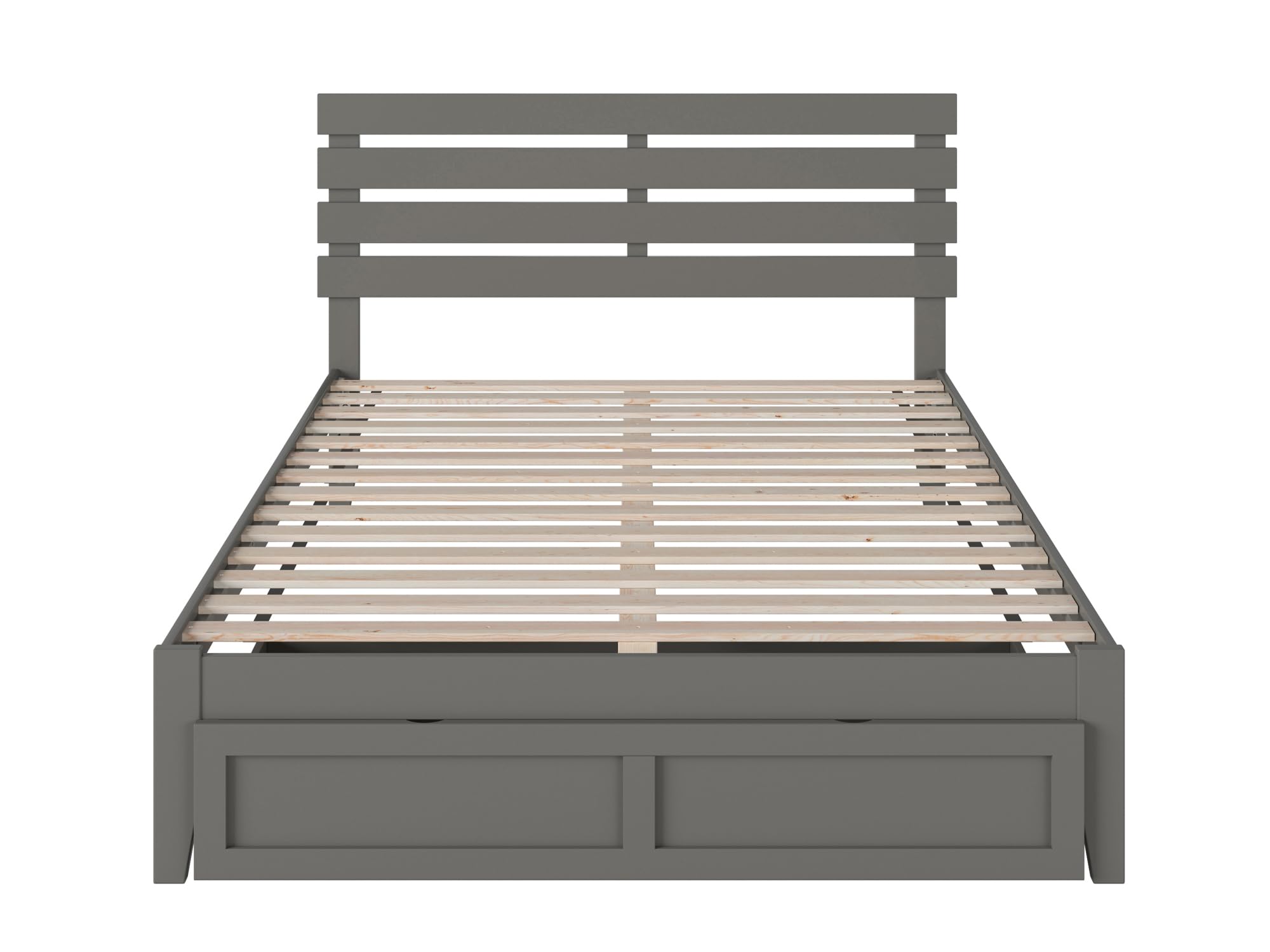 AFI Oxford Queen Size Platform Bed Frame with Storage Drawer & USB Charging Station - Modern Grey Bedroom Furniture for Small Spaces & Studio Apartments