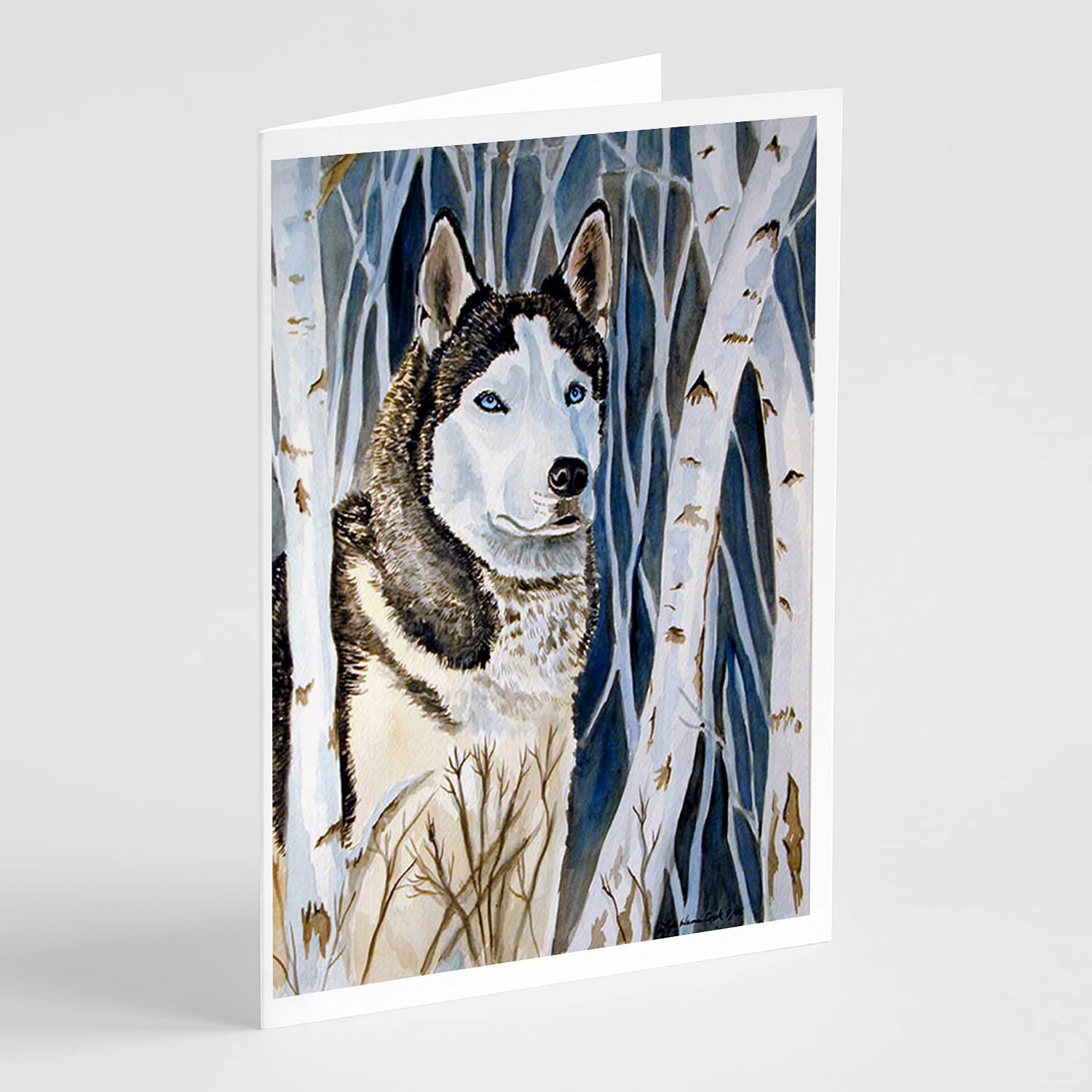 Siberian Husky Greeting Cards - Pack of 8 Blank A7 Note Cards (5x7) with Envelopes | Whimsical Dog Lover Stationery for Birthdays, Thank You Notes & Holiday Cards