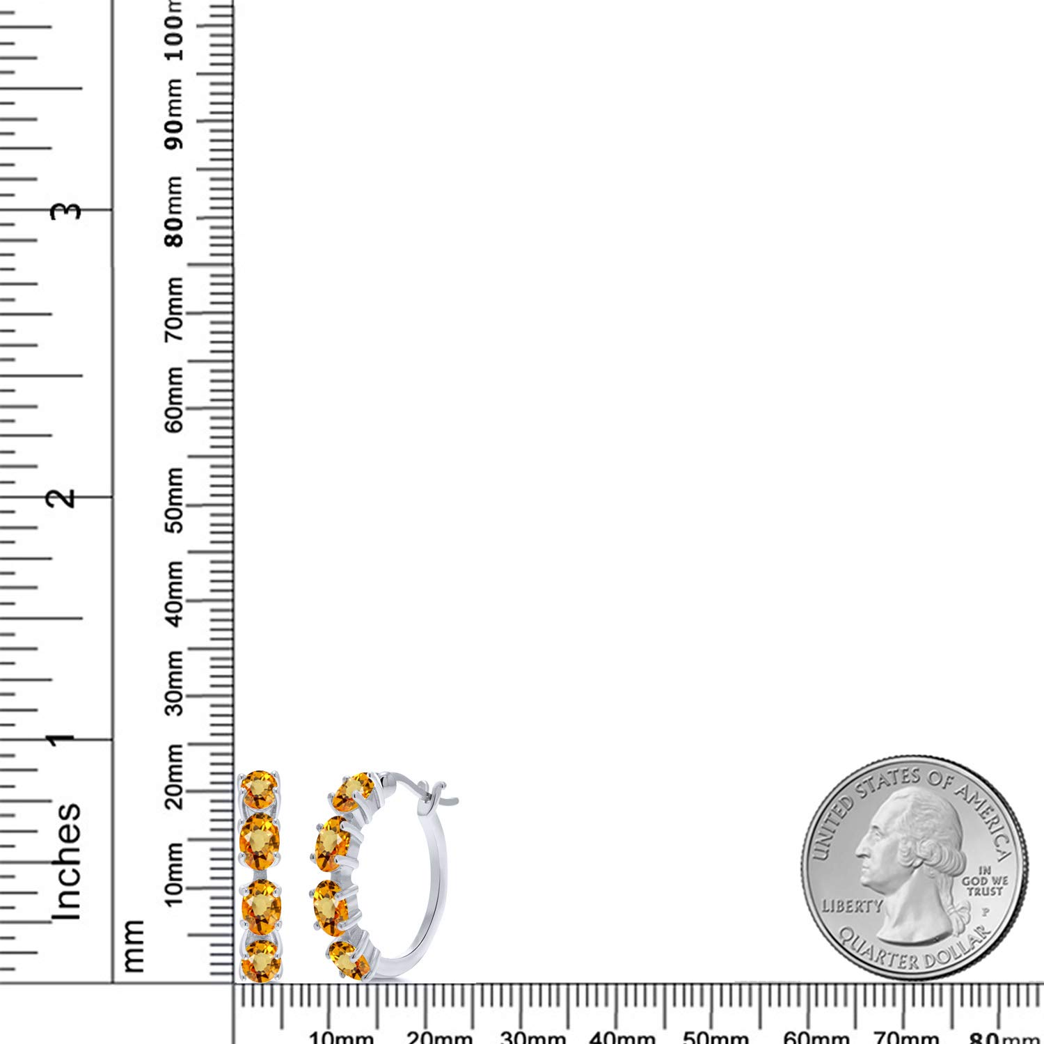 Gem Stone King 925 Sterling Silver 6x4mm Oval Birthstone Hoop Earrings for Women - 22mm (0.85 Inch) Fine Jewelry Gifts for Mom, Wife, Her | Perfect for Birthdays, Anniversaries & Special Occasions
