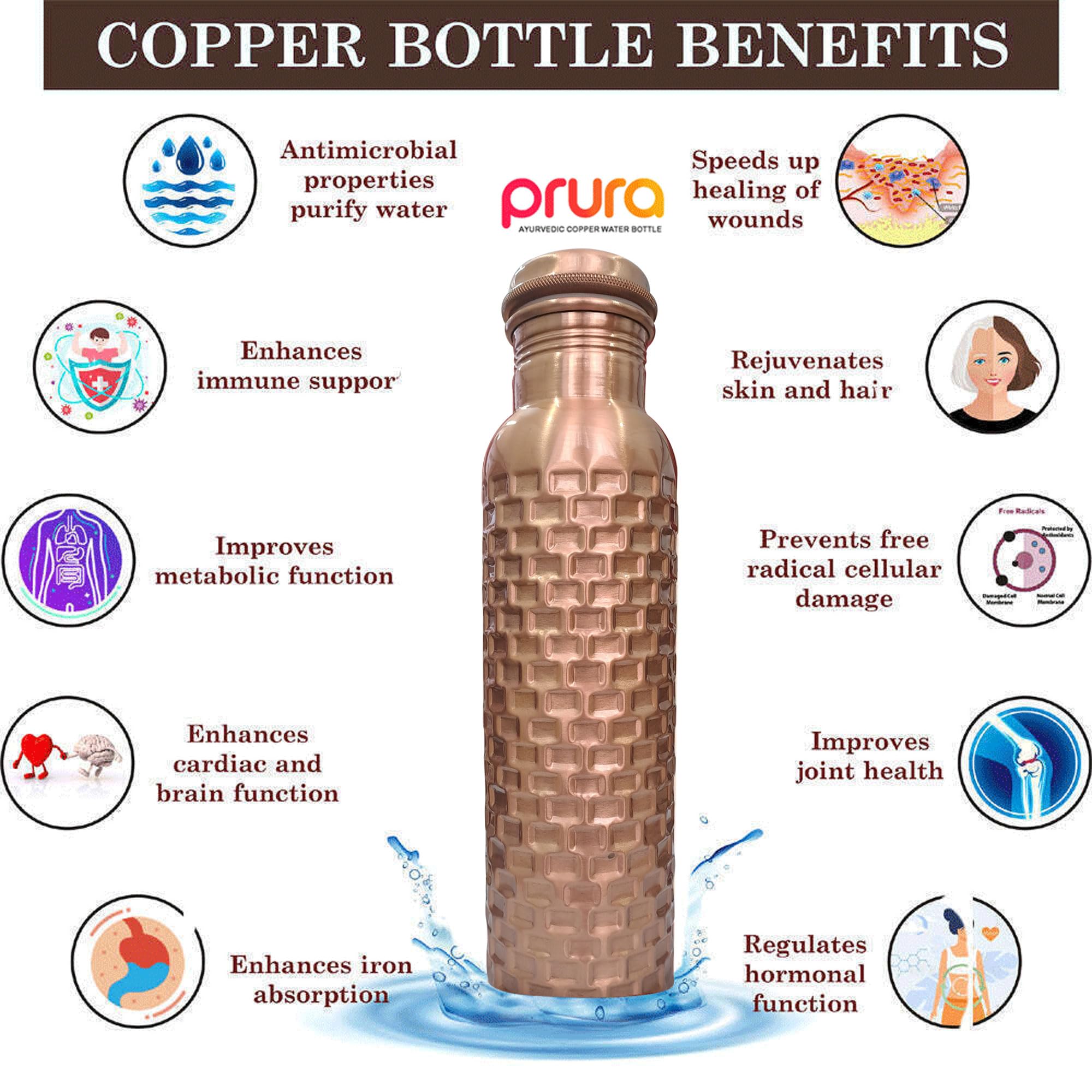 Handcrafted Pure Copper Water Bottle - 32 oz Ayurvedic Copper Vessel for Health Benefits | Reusable Eco-Friendly Water Container for Yoga, Meditation & Daily Hydration