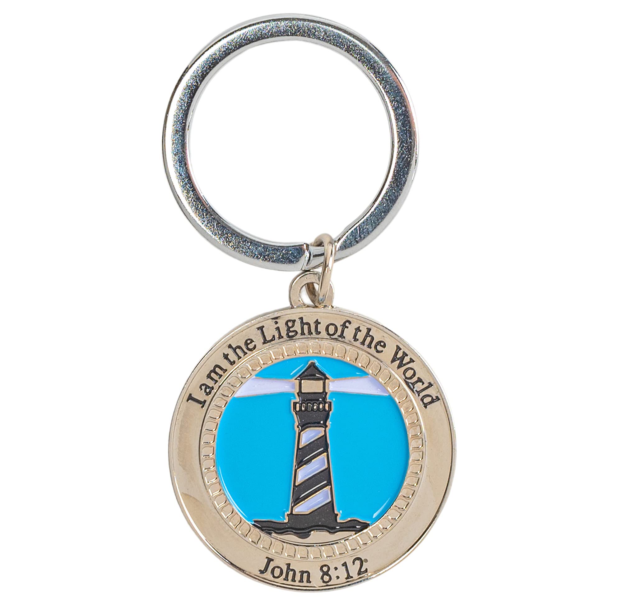 John 8:12 Lighthouse Keychain - Religious Pendant for Keys & Gifts