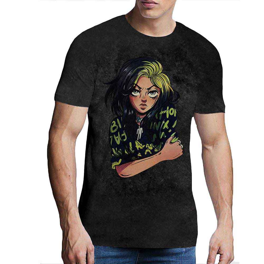 Billie Eilish Anime Graphic Unisex T-Shirt - Soft Cotton Tee for Men & Women - Perfect for Concerts, Casual Wear & Fan Merch Collection