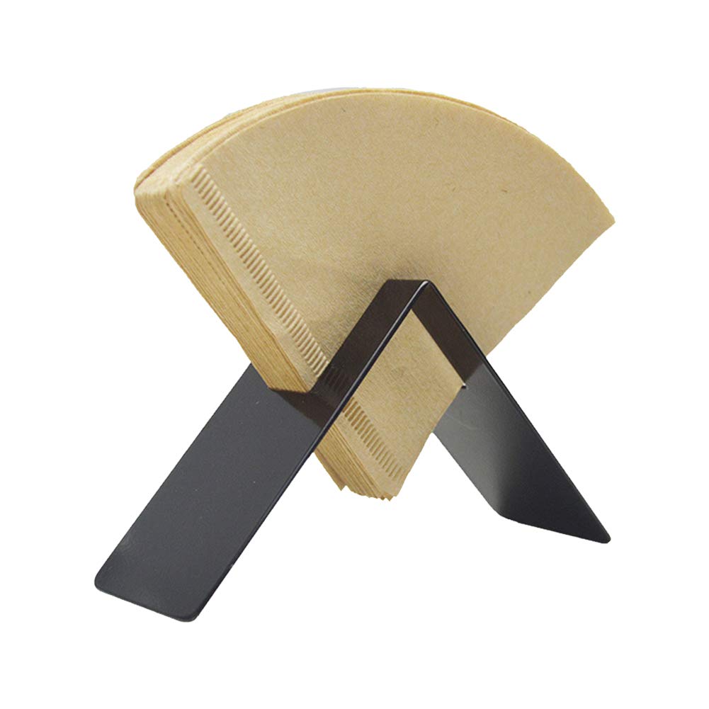 LSGHOME Reusable V-Shape Coffee Filter Holder - Durable Paper Storage Rack Stand for Drip Coffee, Perfect for Home Kitchen & Bar Use - Black (Ideal for Organizing Coffee Filters & Brewing Accessories)