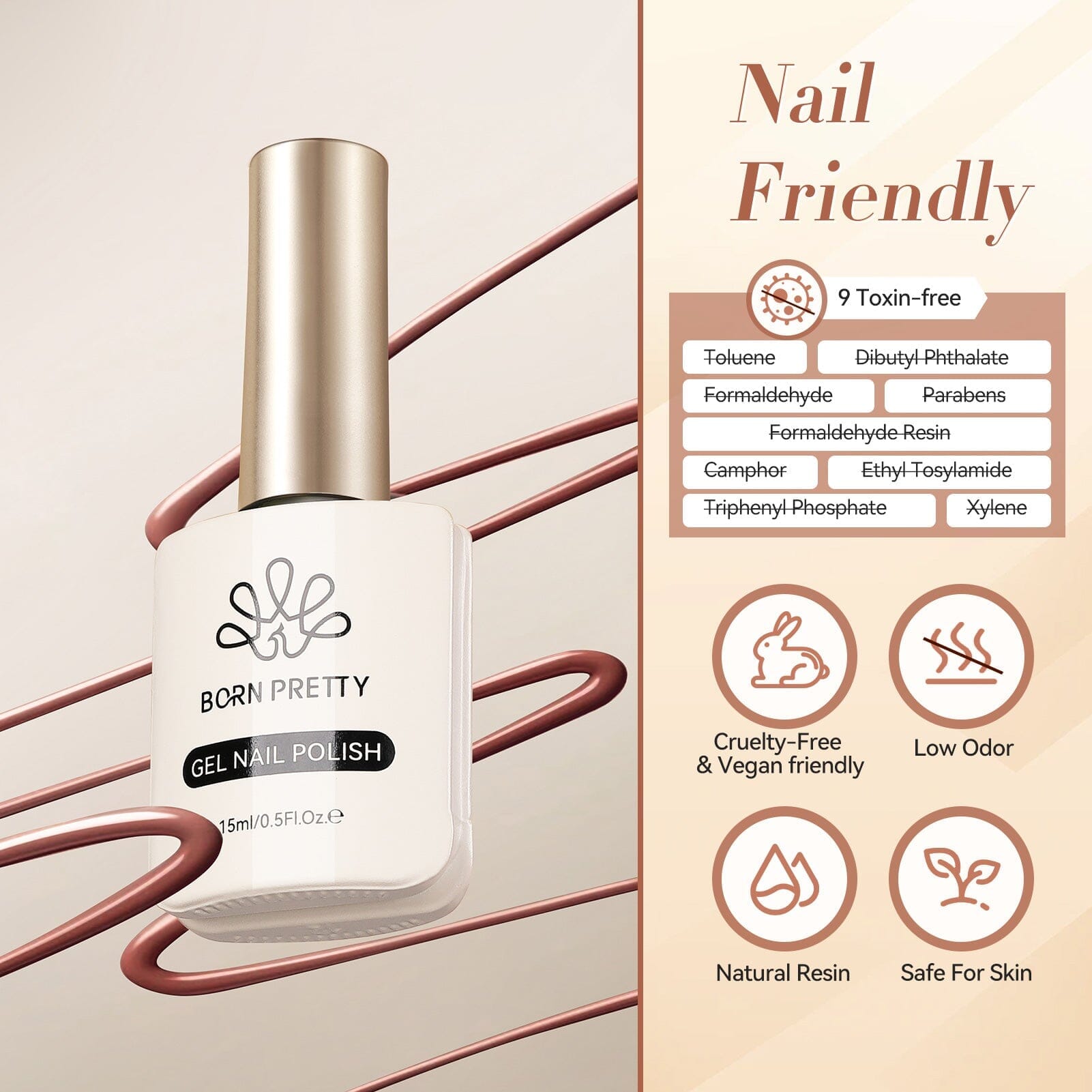 Hema Free Color Gel Polish #15 - 15ml Nail Polish for Long-Lasting Manicure & Pedicure - Perfect for Salon, Home Use & DIY Nail Art