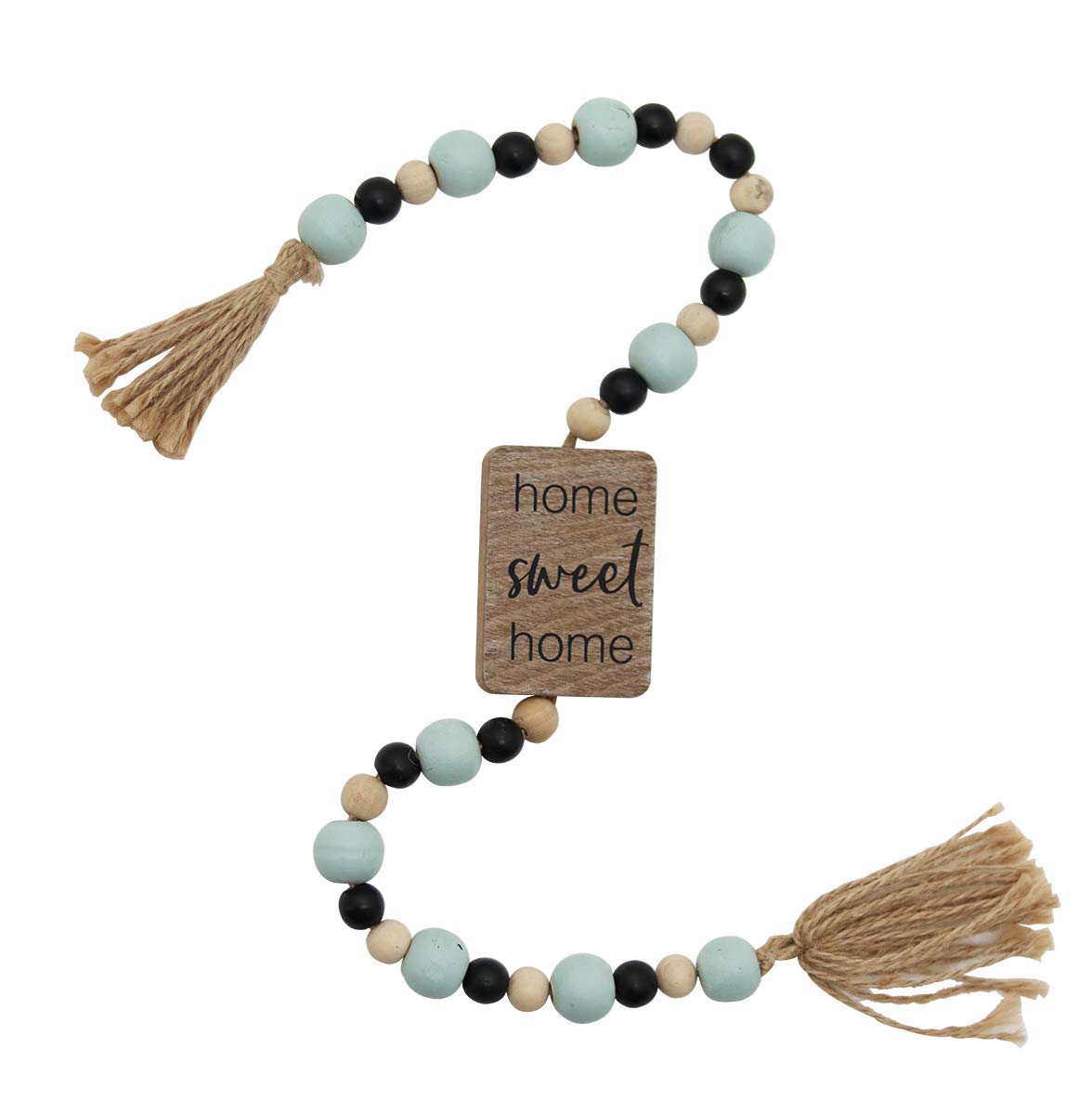 Farmhouse Wood Beads Wall Decor with Jute Tassels - Colorful Wooden Bead String Hanging for Home, Bedroom & Nursery - Rustic Boho Home Decor for Living Room, Wedding & Party Decoration