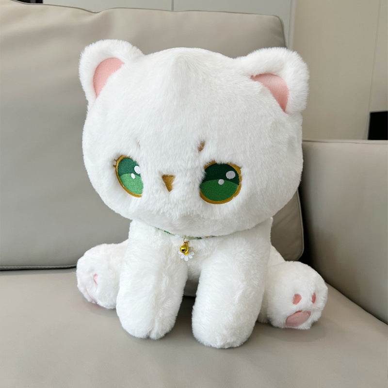 Kokoro Kawaii White Cat Plushie - Soft Cute Stuffed Animal Toy for Kids & Adults | Perfect for Gifts, Bedroom Decor, and Anime Lovers