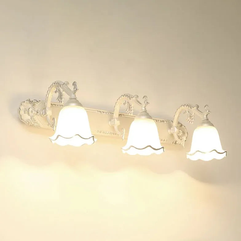 French Carving Glass Bathroom Wall Lights - Elegant Vanity Sconce for Modern Bathroom Decor | Perfect for Powder Room, Spa, and Master Bath Lighting