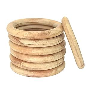 Natural Wooden Teething Rings for Babies - Set of 6 Beech Wood Teethers (2 Inch) | Safe Toddler Teething Toys for Soothing Gums | Perfect for Home, Travel & Daycare Use