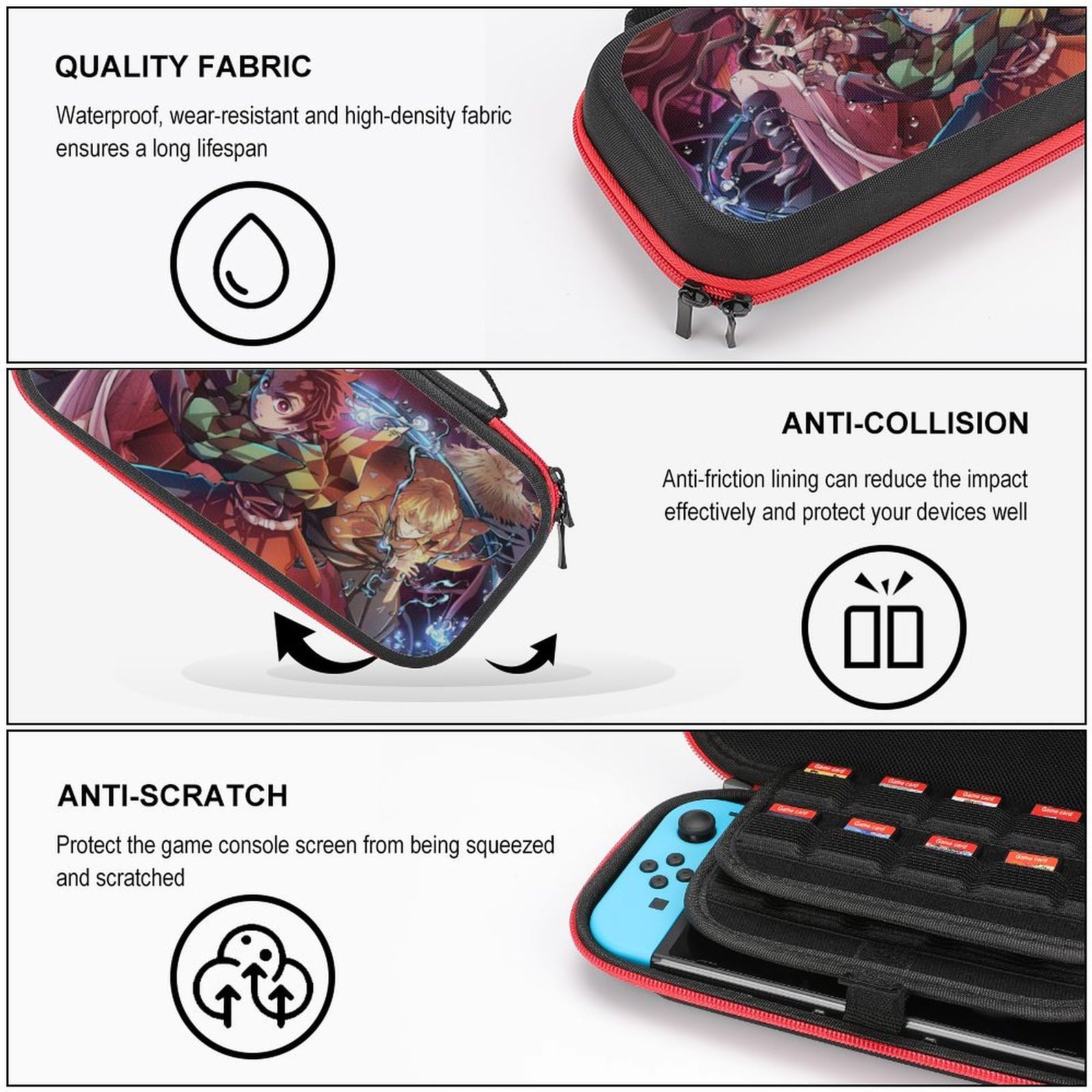 Cute Anime Nintendo Switch Travel Case for Kids & Teens - Portable Storage Bag for Gaming Accessories