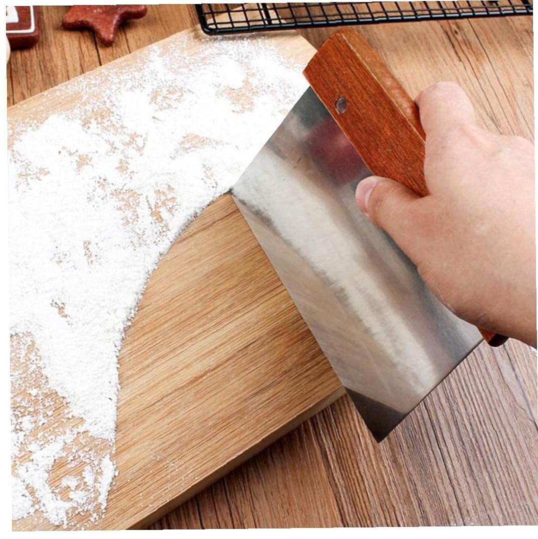Premium Stainless Steel Pastry Chopper with Wooden Handle - Professional Cake, Pizza & Dough Scraper - Essential Baking Tool for Home & Commercial Kitchens - Perfect for Pastry Chefs, Bakers & Cooking Enthusiasts