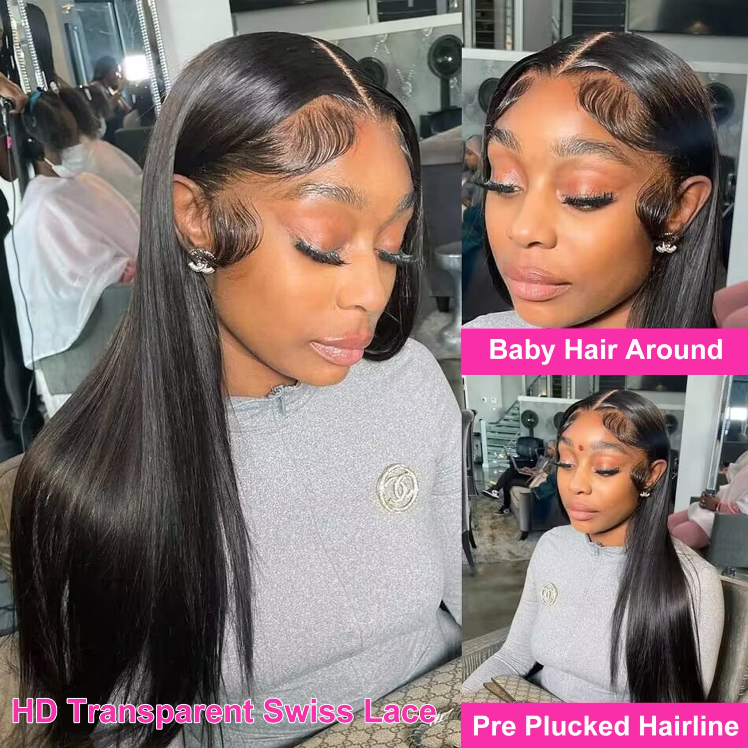 Mengkai 13x6 Straight Lace Front Wig Human Hair - Pre Plucked with Baby Hair, HD Transparent Lace, 180% Density, 30 Inch Glueless Wigs for Women - Perfect for Daily Wear, Cosplay, and Special Occasions