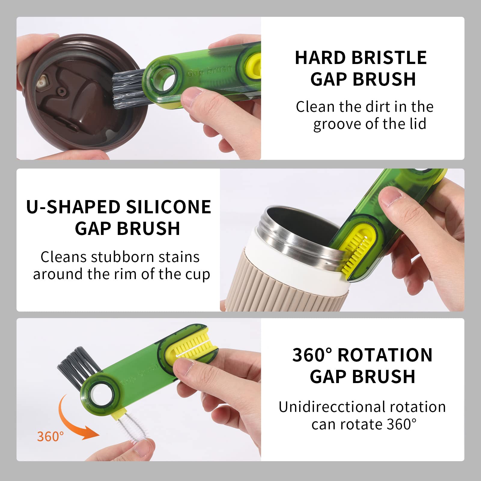 3-in-1 Silicone Cup Cleaner Brush Set - Multipurpose Kitchen Cleaning Tools for Bottles & Mugs