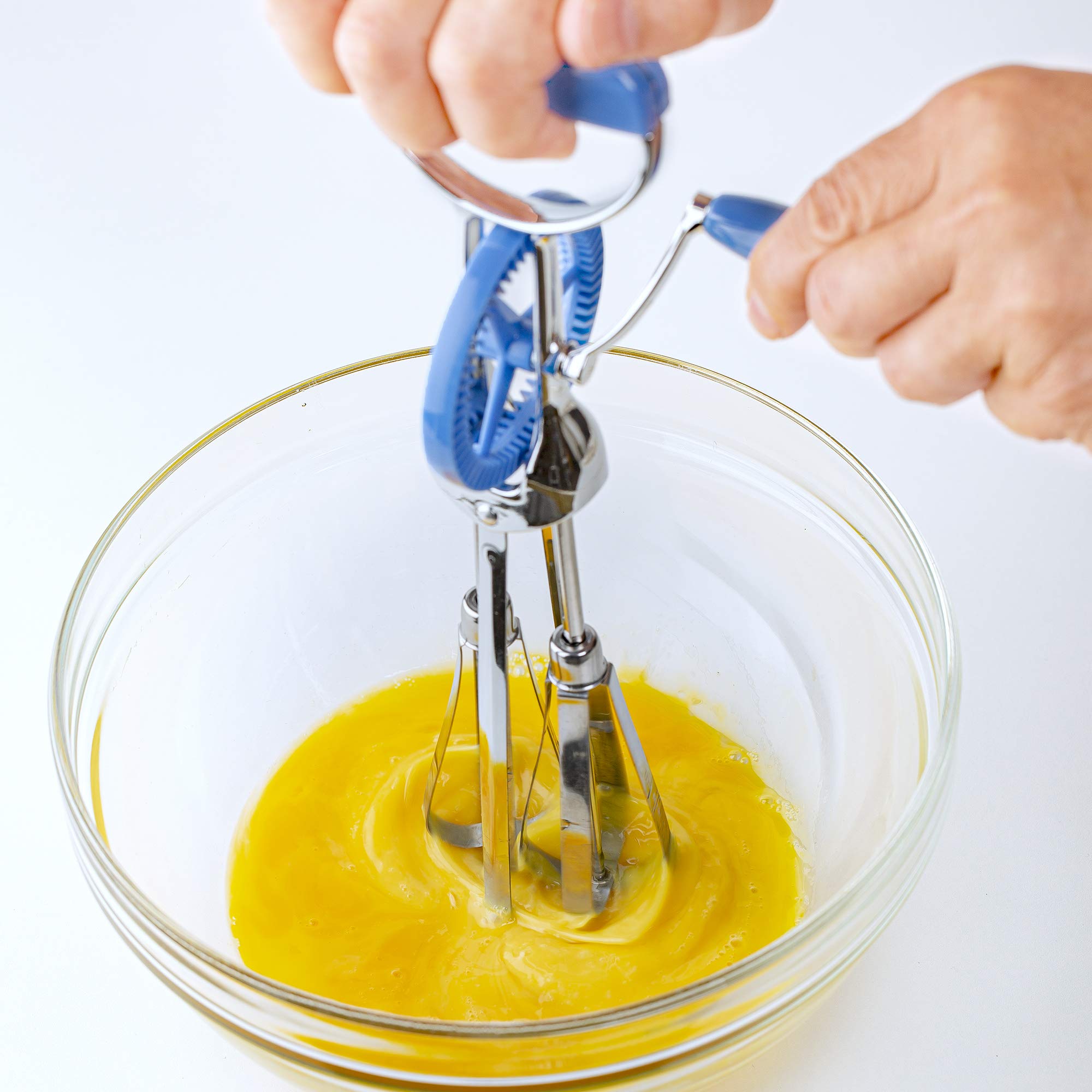 Prepworks by Progressive Egg Beater - Handheld Rotary Egg Whisk for Baking, Cooking & Mixing - Perfect for Scrambled Eggs, Pancake Batter, Cake Frosting & More