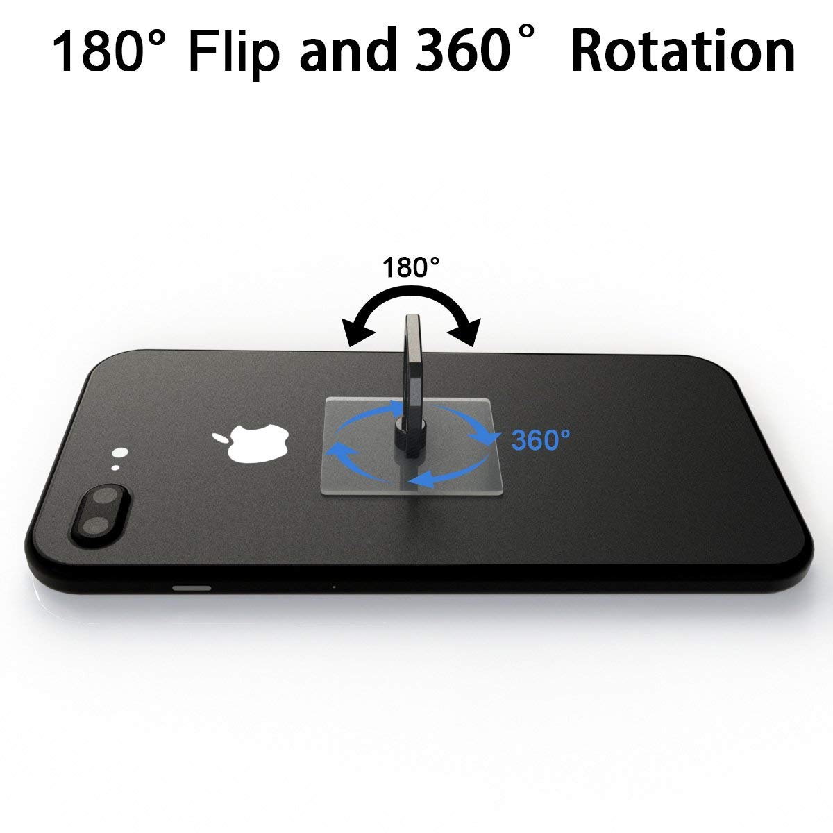360° Rotating Phone Ring Holder - Adjustable Finger Grip Stand for Smartphones & Tablets | Secure Grip for Selfies, Videos & Hands-Free Use (Black)