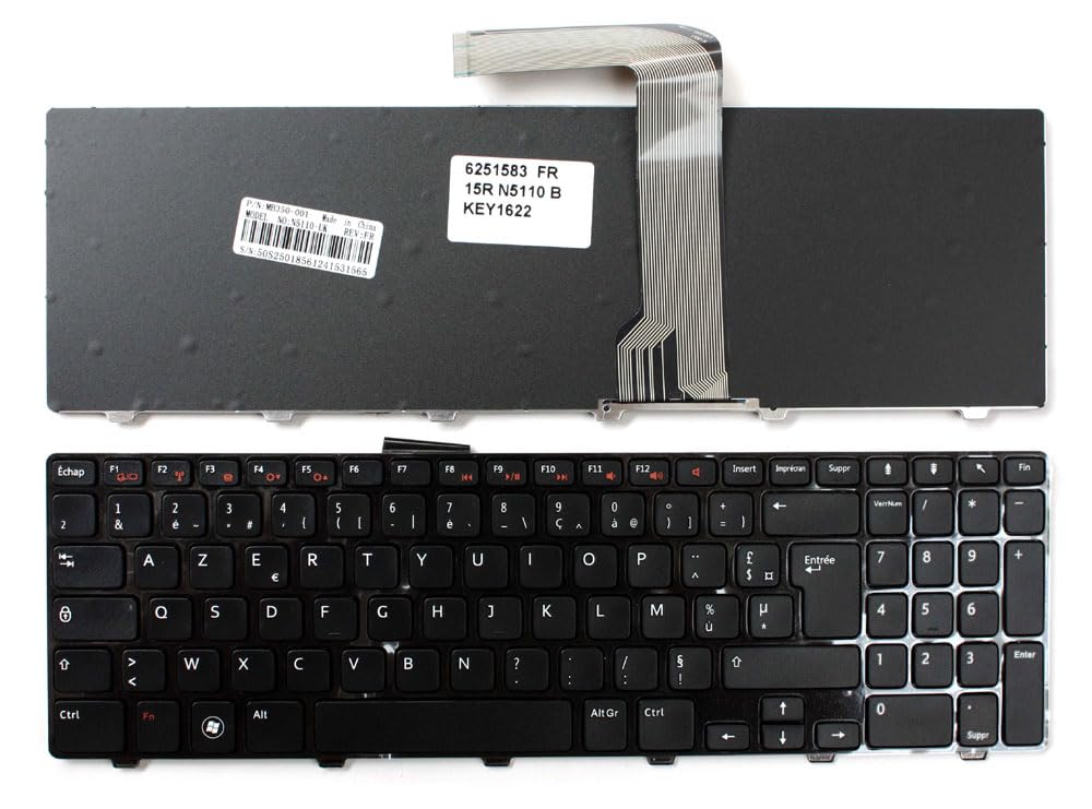 Original Black Frame French Layout Replacement Laptop Keyboard for Dell Inspiron 15R N5110 - Perfect for Typing, Coding & Office Work