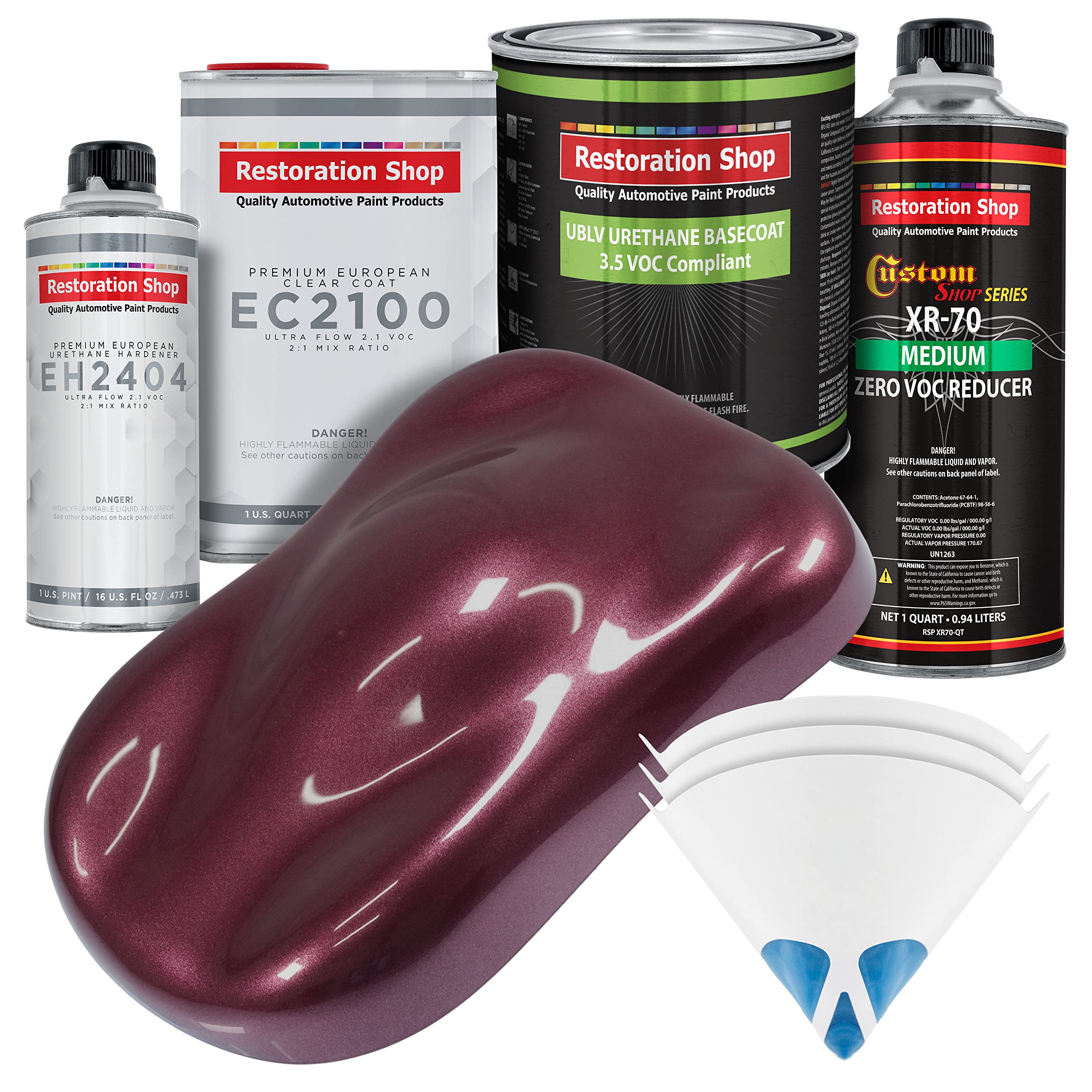 Milano Maroon Firemist Low VOC Urethane Basecoat with European Clearcoat - Complete Quart Auto Paint Kit for Car Restoration & Custom Coating - Perfect for Automotive Touch-Ups & DIY Projects