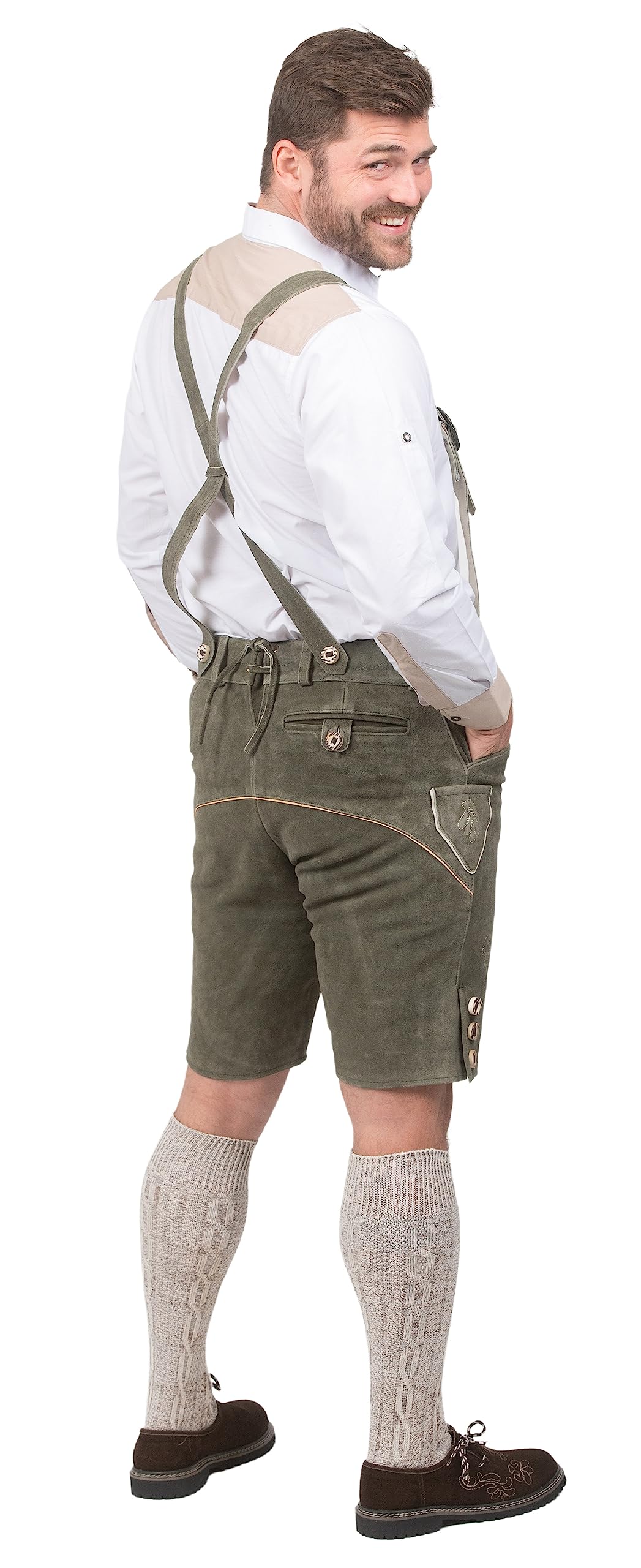 Authentic German Dirndl Trachten Haus 2-Piece Leather Lederhosen Shorts for Oktoberfest & Bavarian Festivals - Perfect for Beer Festivals, Cultural Events & Costume Parties