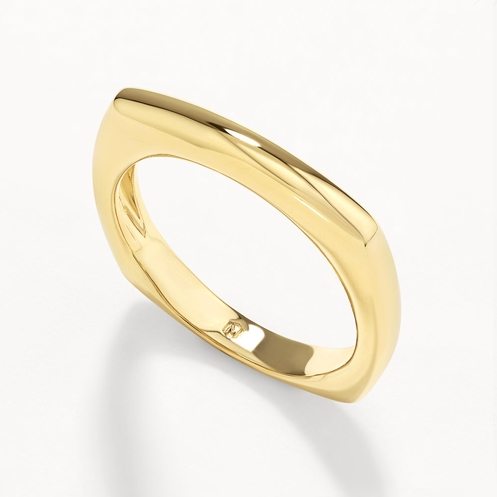 Gold Square Edge Ring for Women - Minimalist Geometric Jewelry for Everyday Wear & Special Occasions