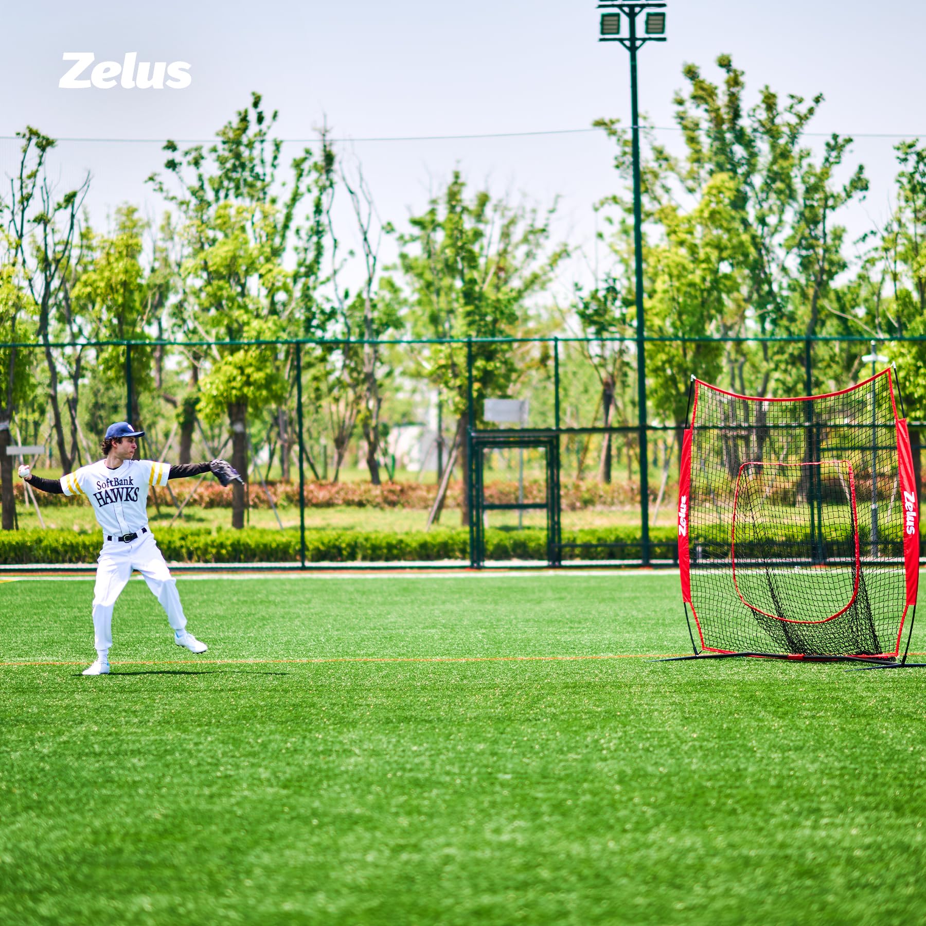 7'×7' Portable Baseball & Softball Practice Net with Carry Bag & Metal Frame - Hitting Training Net with Batting Tee for Backyard, Field & Indoor Practice - Perfect for Youth & Adult Players