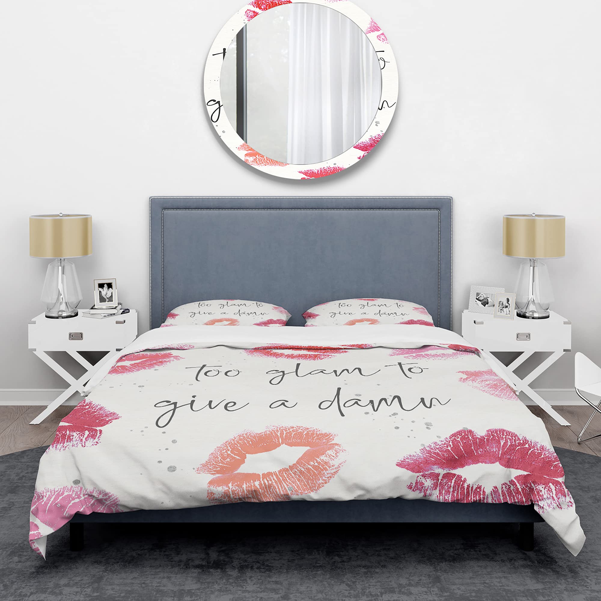 Glam Chic Accents VII Traditional Red Duvet Cover Set Queen Size - 3 Piece Fashion Bedding Set for All Seasons | Perfect for Master Bedroom, Guest Room & Luxury Hotel Decor