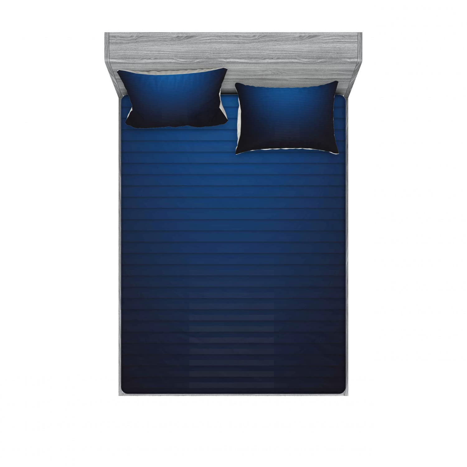 Ambesonne Dark Blue 2-Piece Fitted Sheet & 4-Piece Pillow Sham Set - Digital Urban Lines Design - Queen Size Bedding Decor for Modern Bedrooms - Soft & Breathable Microfiber Sheets for Comfortable Sleep