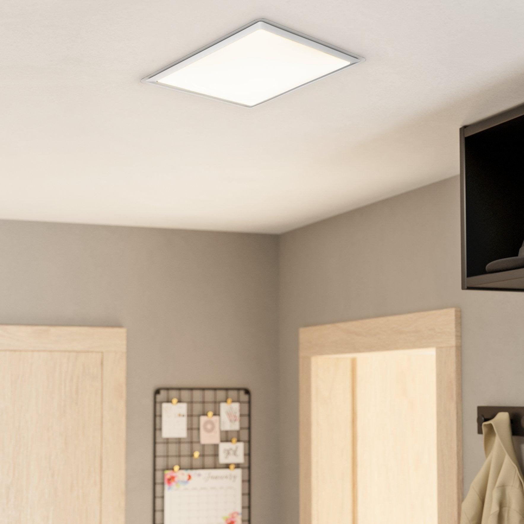 Eglo Competa 1 LED Square Silver Flush Mount Ceiling Light Fixture - 34cm Modern Lighting for Bedroom, Kitchen, Hallway & Office