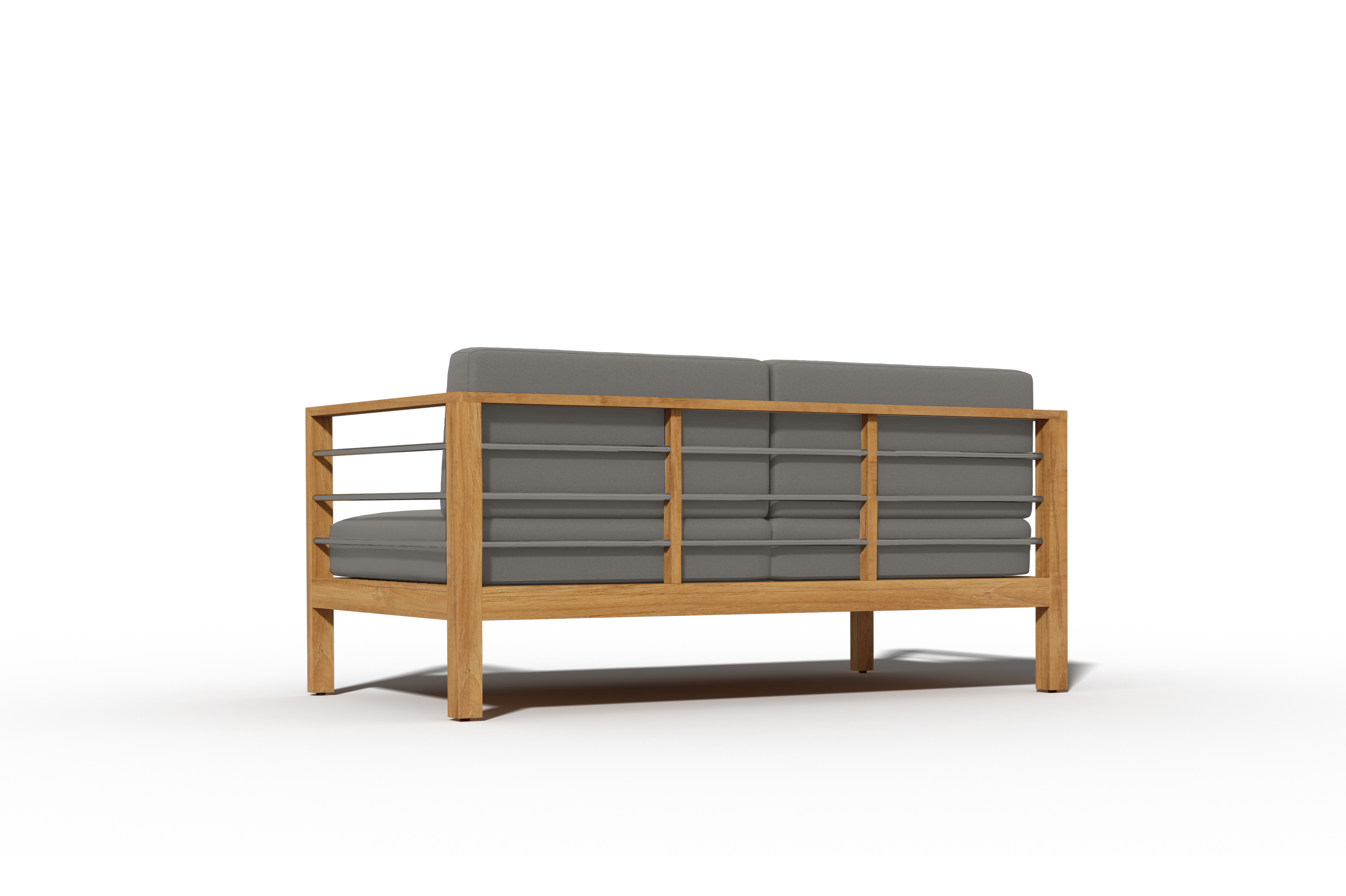 Leon 3-Person Teak Outdoor Sofa Set with Weather-Resistant Sunbrella Charcoal Cushions - Perfect for Patio, Garden, Poolside & Backyard Relaxation