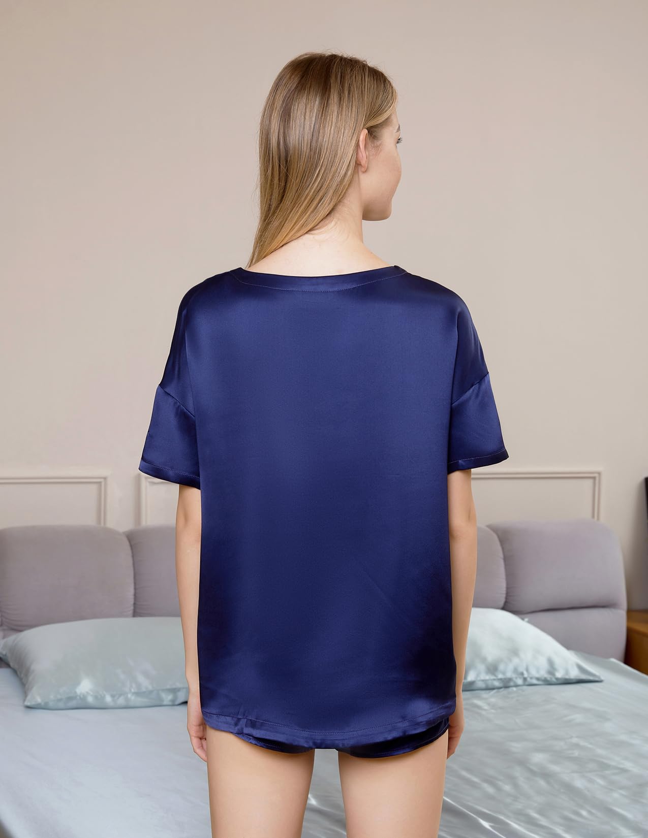 THXSILK 100% Mulberry Silk Pajama Set for Women - Soft & Breathable 2-Piece Sleepwear with Shorts - Perfect for Nightwear, Loungewear & Summer Comfort