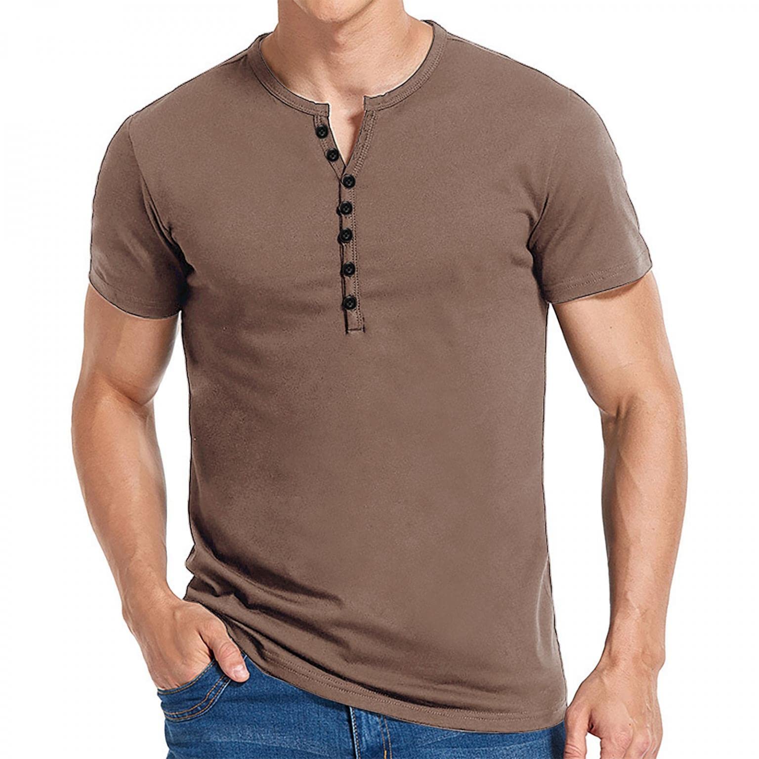Men's Polo T-Shirts - Casual Crew Neck Short Sleeve Henley Shirts for Workout & Gym | Comfortable Cotton Tees for Everyday Wear, Sports & Outdoor Activities