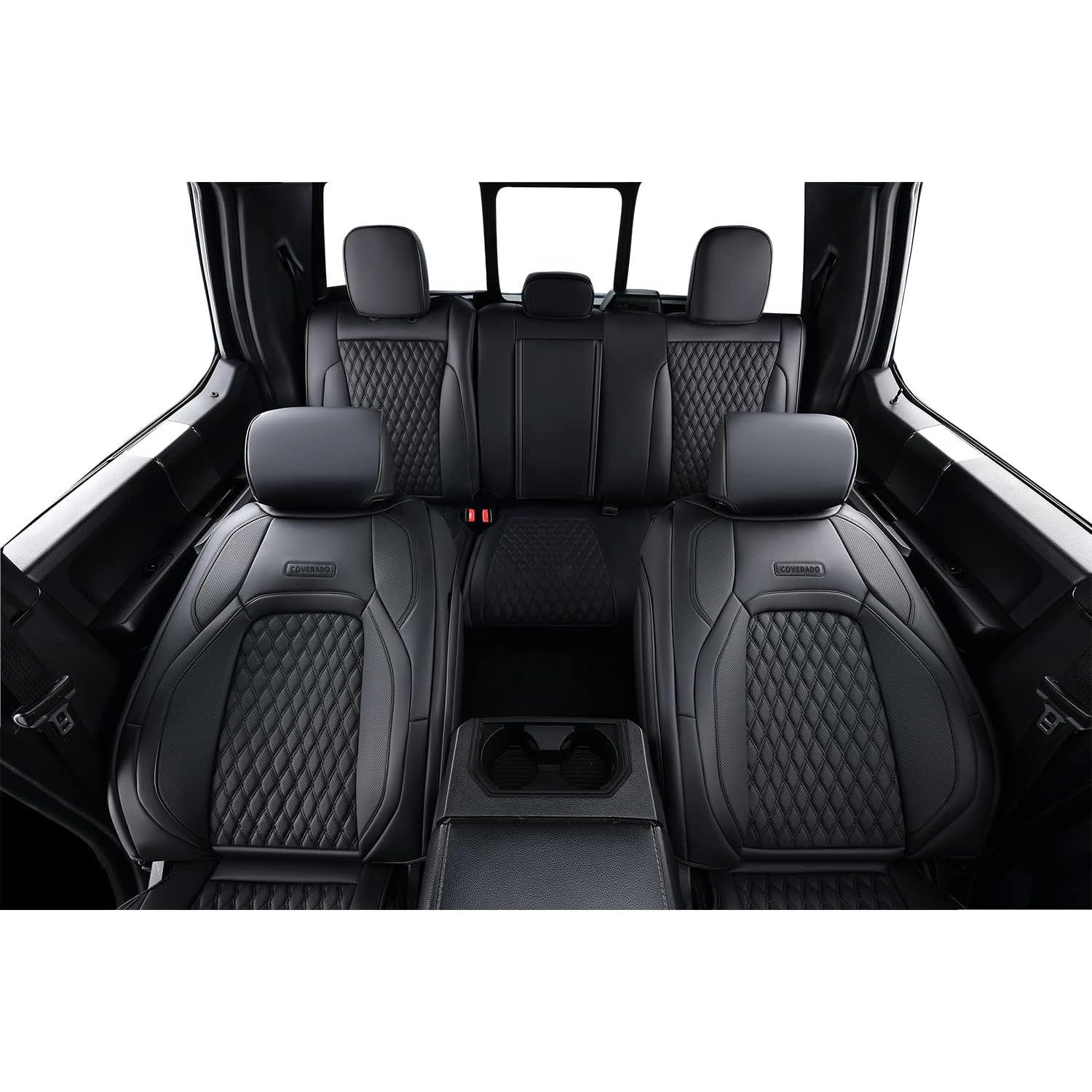 **Waterproof Faux Leather Seat Covers for Ford F150 (2015-2025) & F250/F350/F450 (2017-2025) Crew Cab – Full Set Black Truck Interior Protectors – Durable Car Seat Cushion Covers for Off-Road, Work & Daily Driving**