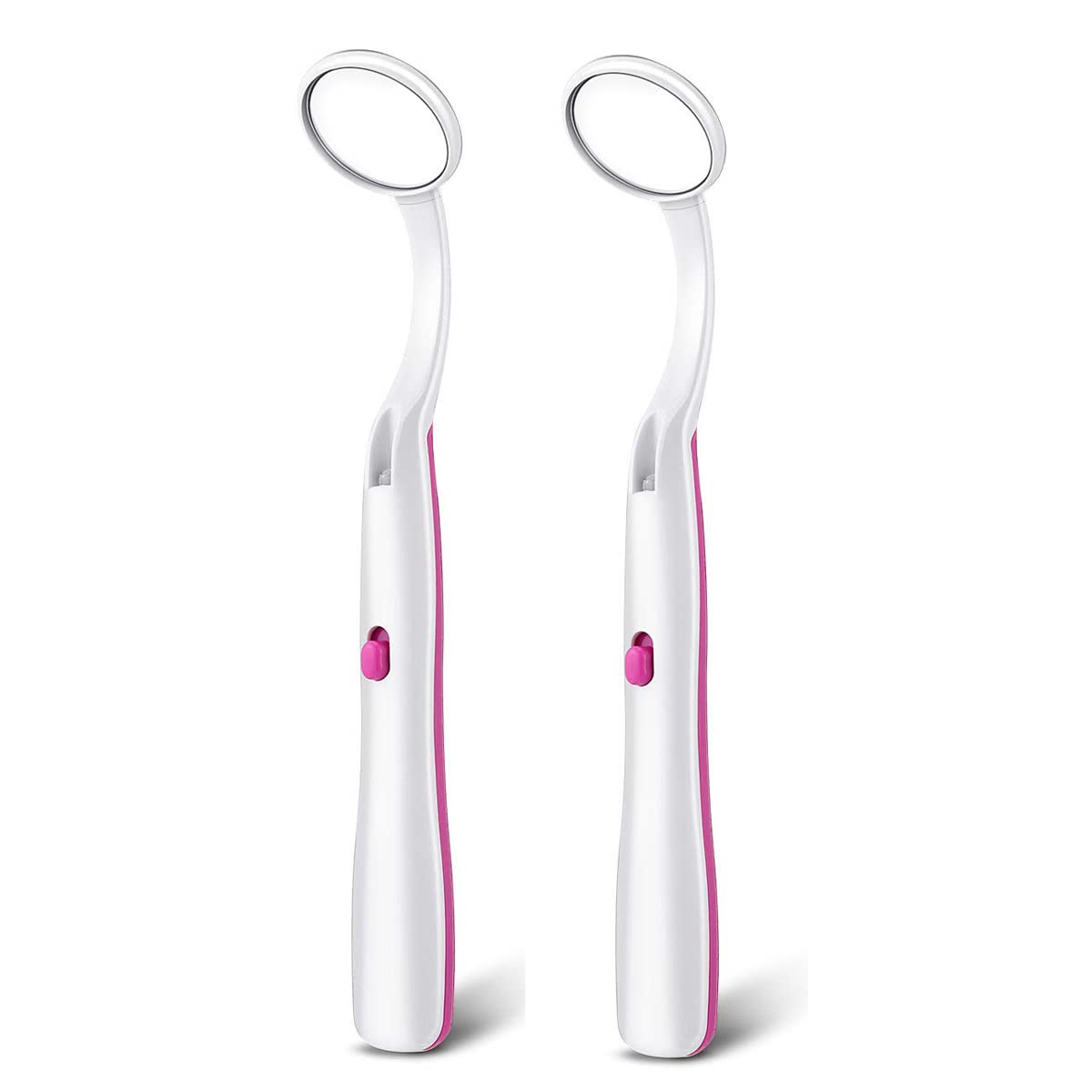 2 Pack LED Dental Mirror with Light - Anti Fog Teeth Inspection Tool, Curved Angle Dentist Oral Care Kit for Home & Professional Use (Red) - Perfect for Dental Exams, Braces Checkups & Oral Hygiene