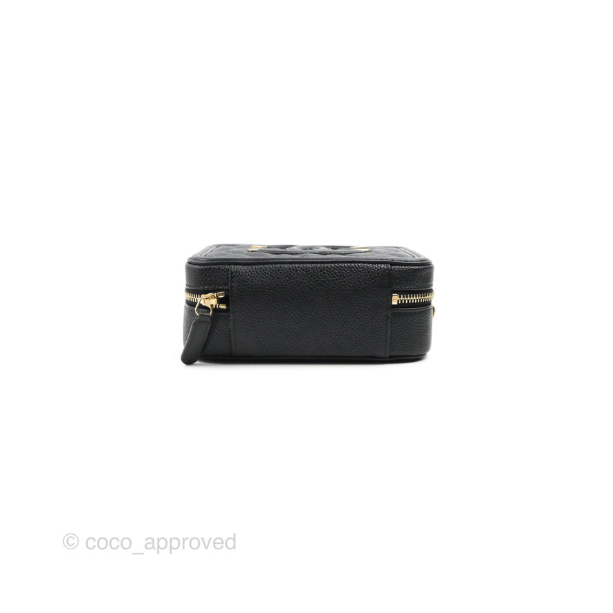 Chanel CC Filigree Vanity Clutch With Chain - Caviar Black Leather & Aged Gold Hardware - Luxury Evening Bag for Women, Perfect for Parties, Weddings & Special Occasions