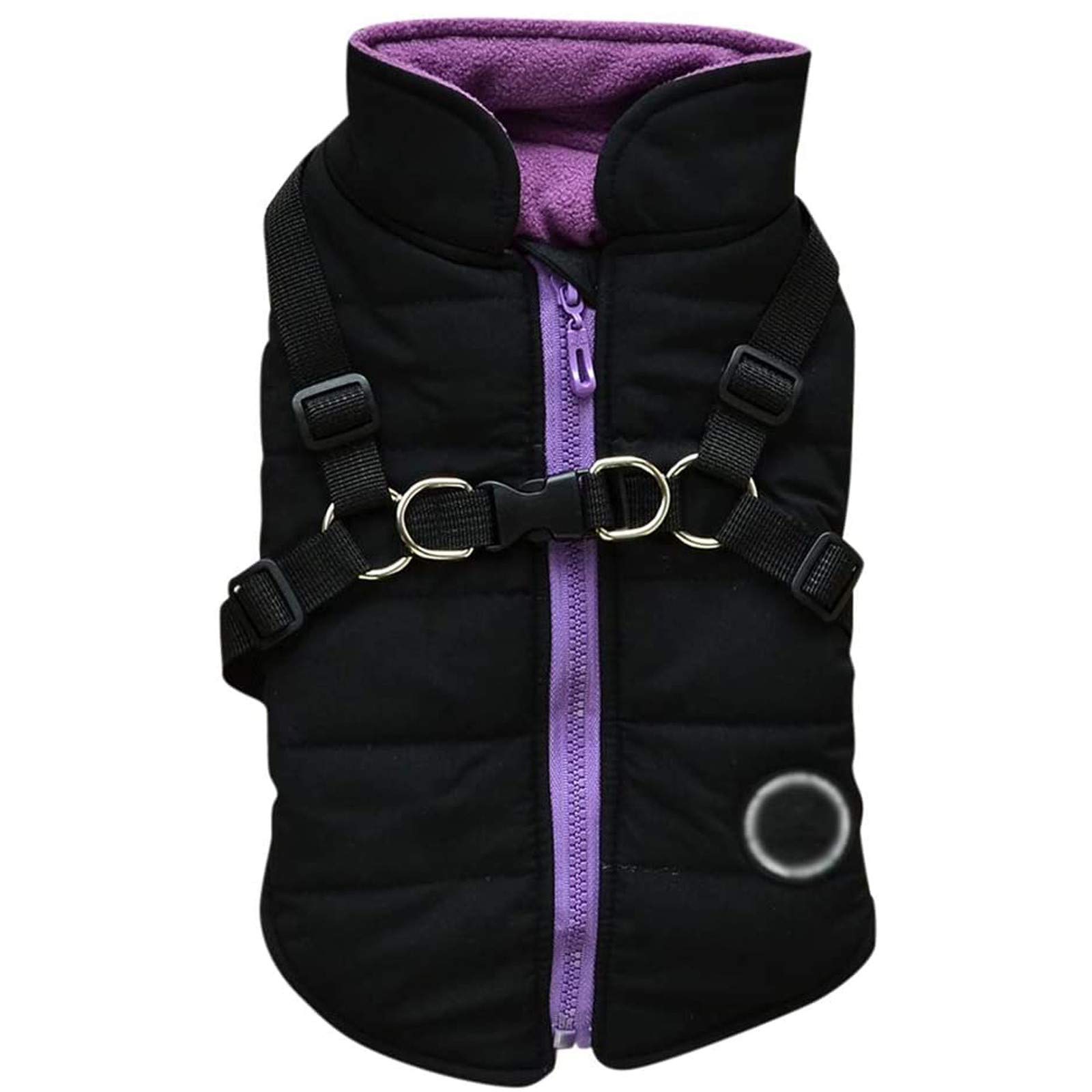 Padded Dog Vest - Zip Up Dog Jacket Coat with D Ring Leash - Small Dog Sweater with Zipper Closure - Warm Winter Dog Clothes for Small Dogs (Black, S) - Perfect for Outdoor Walks & Cold Weather Protection