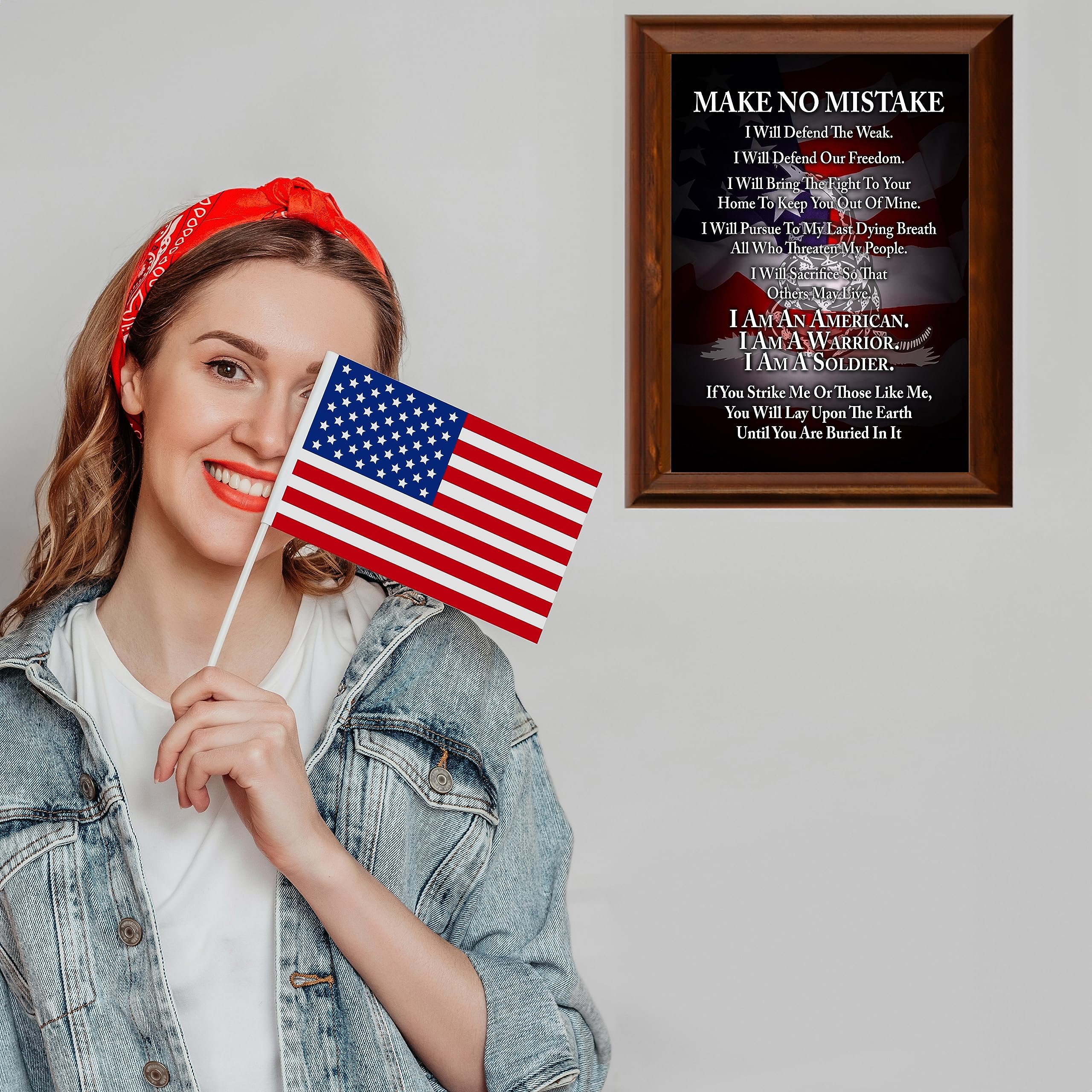 Patriotic Wall Art Poster - 'I Am A Soldier' Motivational American Flag Decor for Home, Bedroom & Boys Room - Perfect for 4th of July & Military Appreciation - Unframed 8x10 Inches - Ideal for Living Room, Office & Military Themed Spaces