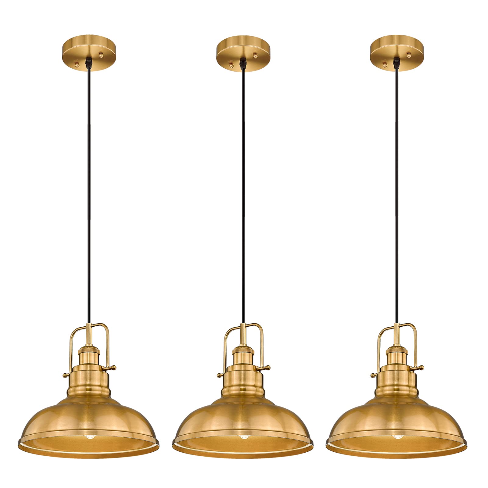 Farmhouse Pendant Lights 3 Pack - Rustic Kitchen Island Lighting Fixtures with Vintage Style, Adjustable Hanging Cord - Perfect for Dining Room, Bar Counter, and Breakfast Nook Decor