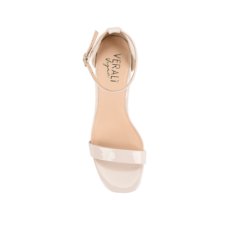 Carly Block Heel Sandals for Women - Bone Patent Leather Summer Dress Shoes | Comfortable Chunky Heel Open Toe Sandals for Weddings, Parties & Office Wear