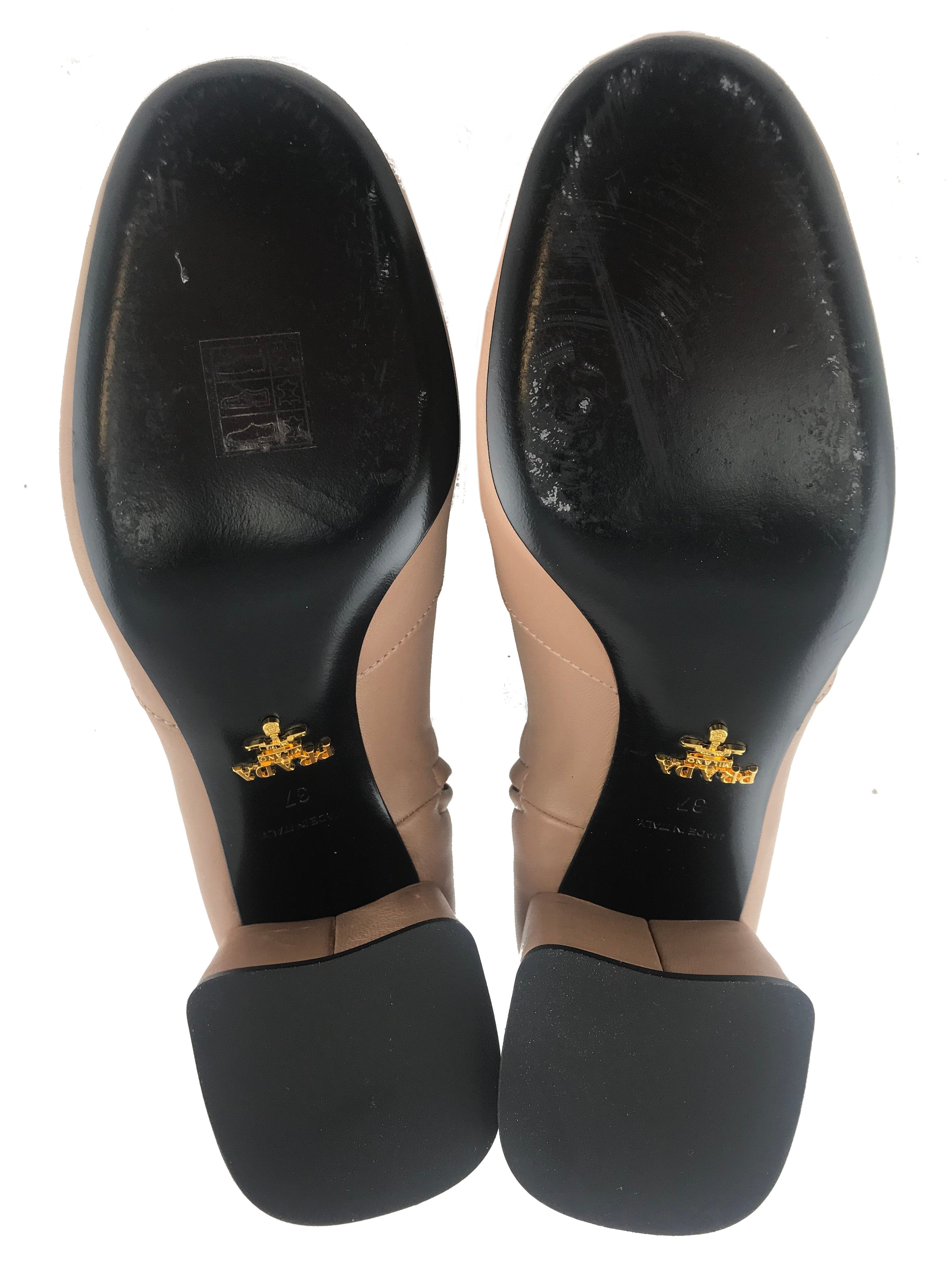 Prada Leather Side Zip Ankle Boots Women's Size 7 - Stylish & Comfortable for Office, Party & Night Out