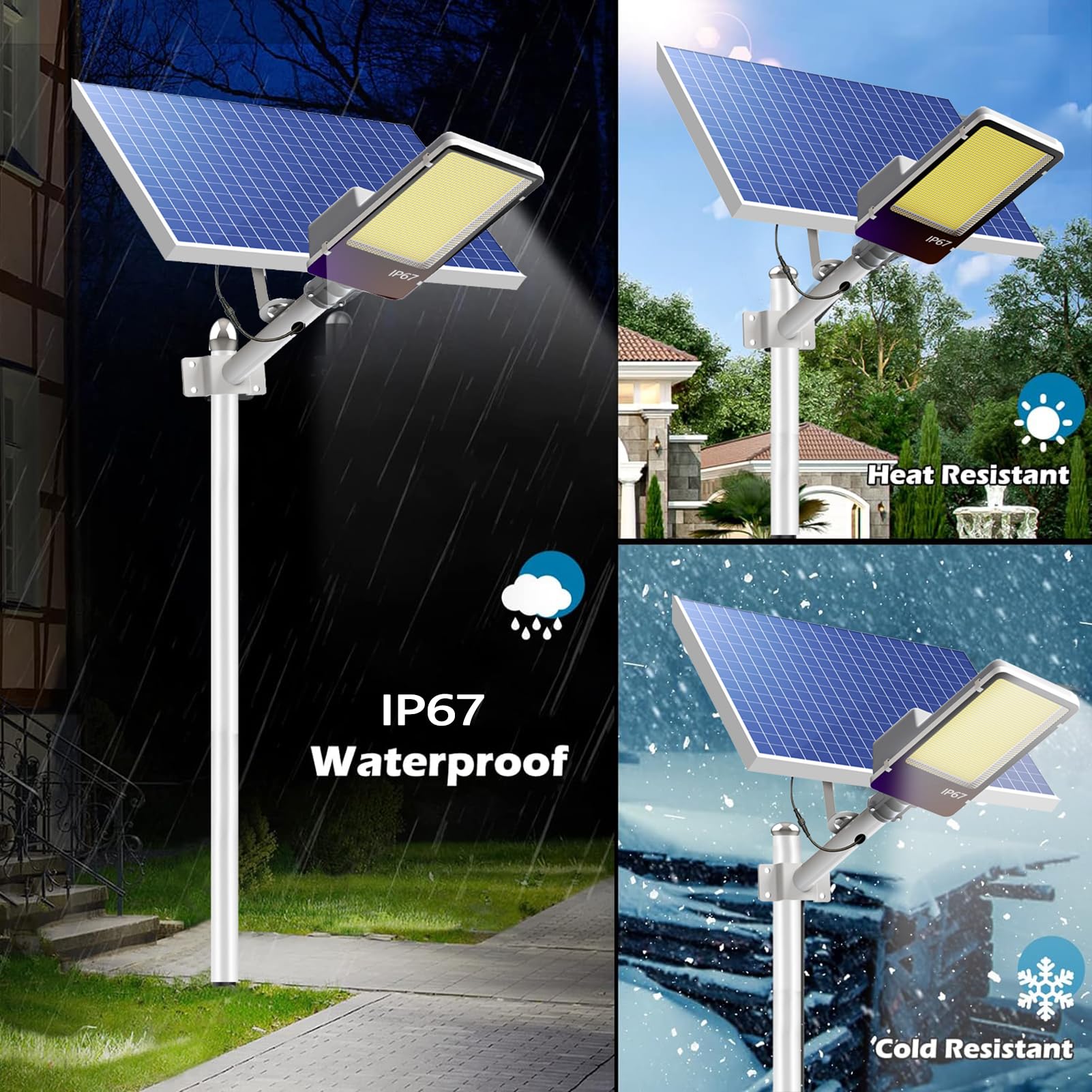 2000Watt Solar Street Lights - 170000 Lumen LED Solar Flood Light Outdoor with Remote Control, IP67 Waterproof, 6500K Daylight White - Perfect for Parking Lots, Yards, Garages, Gardens & Pathways (Dusk to Dawn Operation)