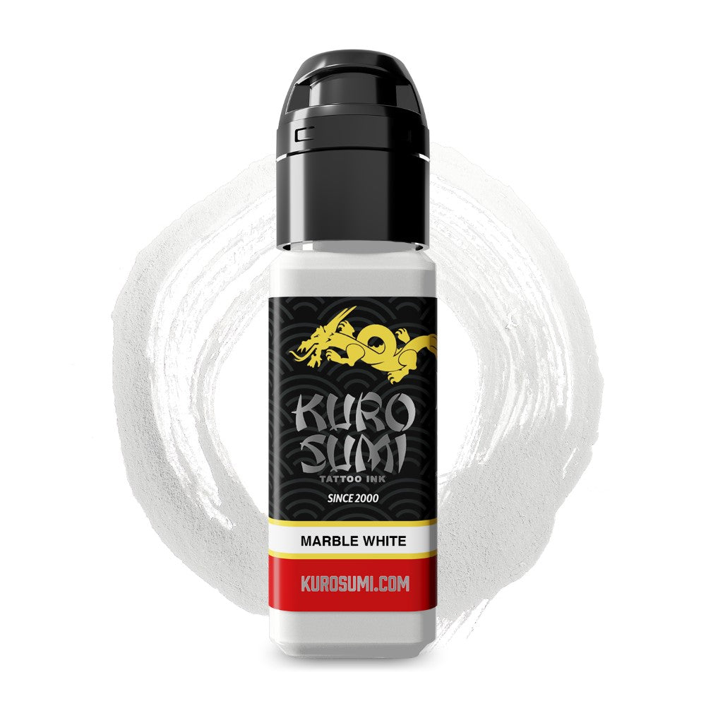 Kuro Sumi Marble White Tattoo Ink - Professional Japanese Style Tattoo Supplies for Artists - Perfect for Sleeves, Traditional & Blackwork Tattoos