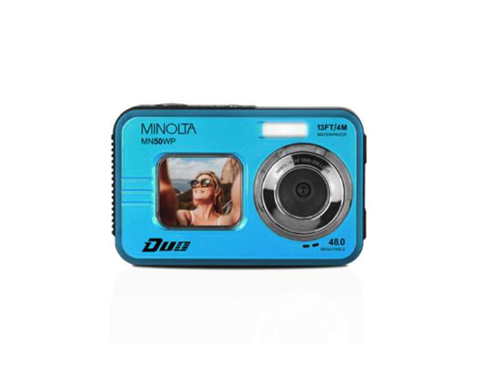 MINOLTA MN50WP Duo 48MP Waterproof Digital Camera - 5K Ultra HD, Autofocus, Dual LCD Screen (Blue) - Perfect for Underwater Photography, Travel & Outdoor Adventures