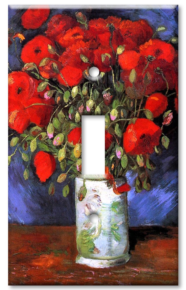 Van Gogh Poppies Art Switch Plate - Single Toggle Light Cover - Hand-Painted Home Decor for Living Room, Bedroom & Office