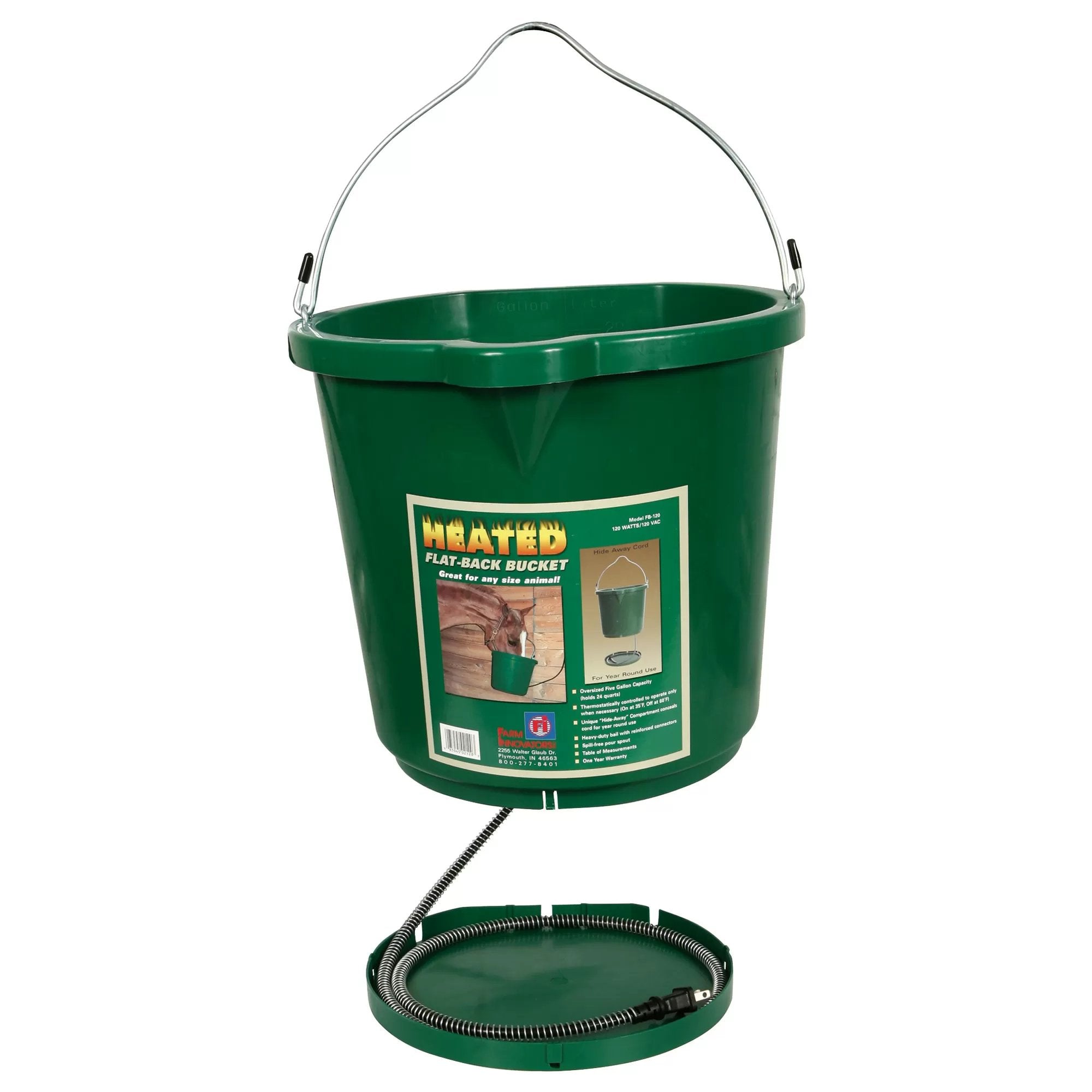 Farm Innovators™ All Season Heated Bucket 5 Gallon - Keep Water from Freezing for Livestock, Pets & Outdoor Use in Winter