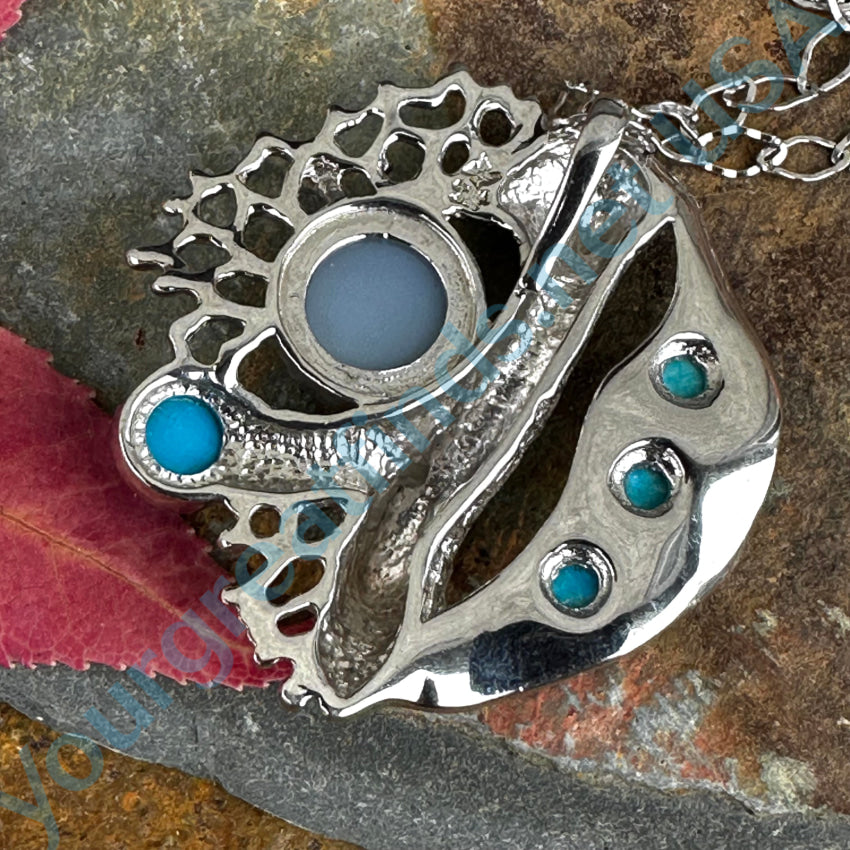 Sterling Silver Turquoise & Druzy Necklace - Elegant Bohemian Jewelry for Women, Handmade Statement Necklace for Casual & Formal Wear - Perfect for Parties, Weddings, and Everyday Fashion
