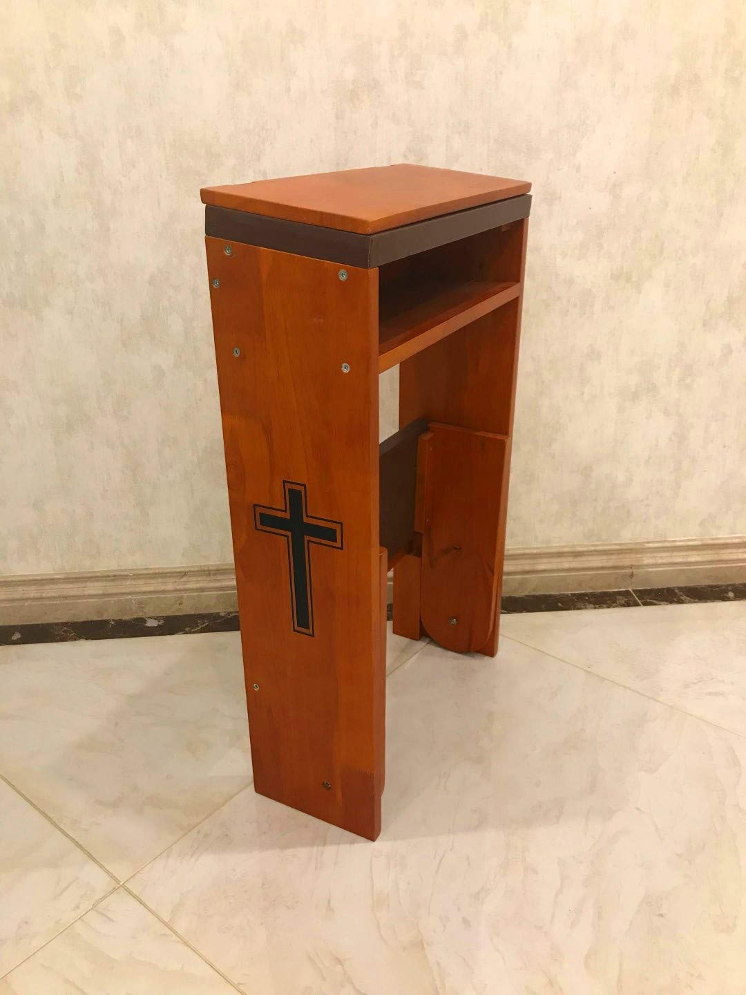 Wooden Folding Prayer Bench with Padded Kneeler - Comfortable Kneeling Stool for Church & Home - Perfect Religious Gift for Worship & Meditation