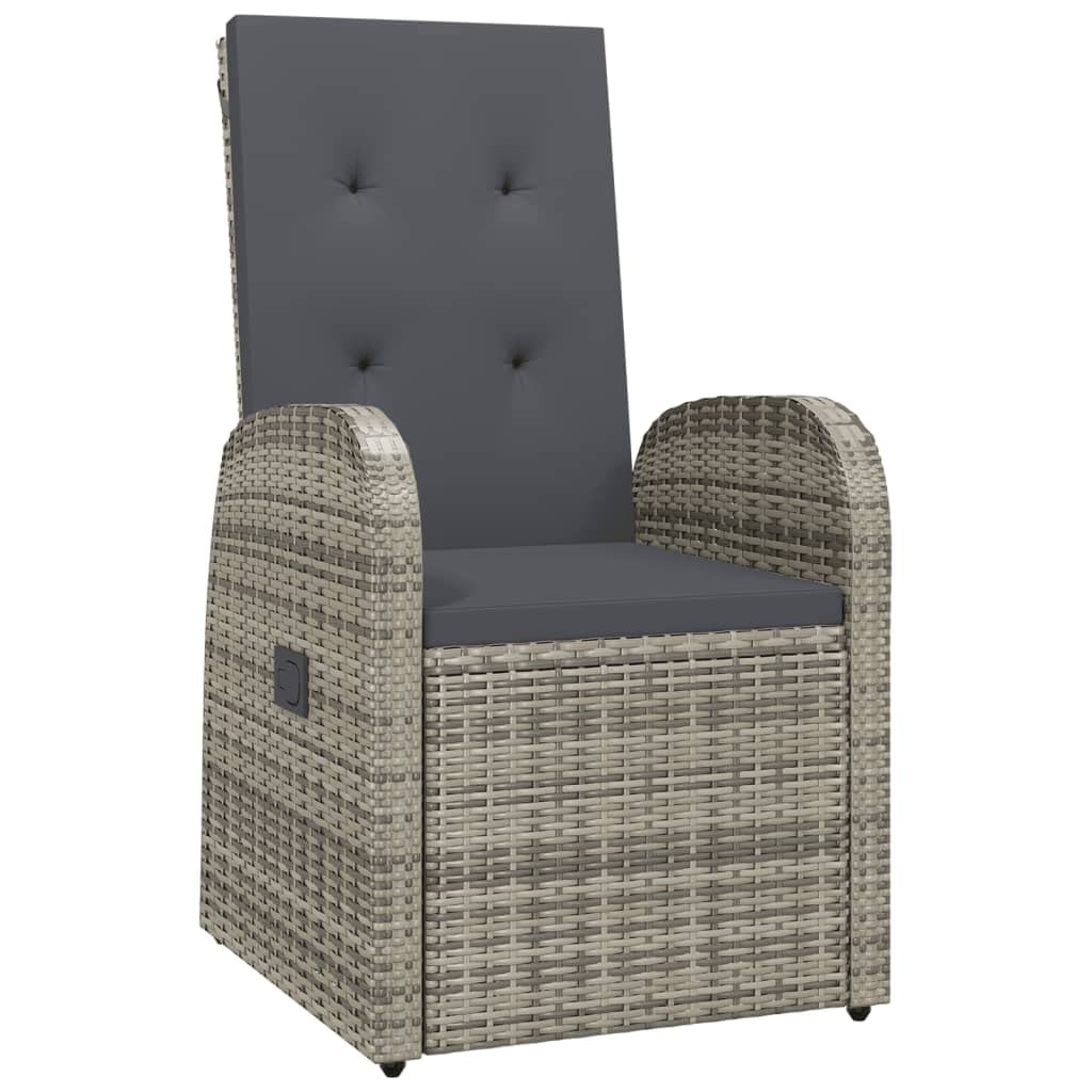 Premium PE Rattan Patio Chairs Set of 2 - Weatherproof Outdoor Recliners with Cushions for Garden, Balcony & Poolside | Comfortable Modern Gray Furniture | Perfect for Relaxing, Sunbathing & Entertaining Guests