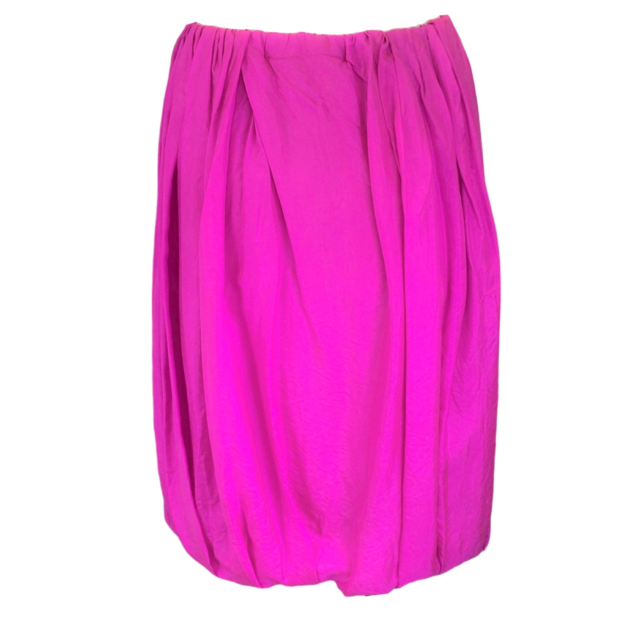 Dries Van Noten Fuchsia Silk Bubble Skirt - Women's Elegant Party Dress for Evening Events & Special Occasions